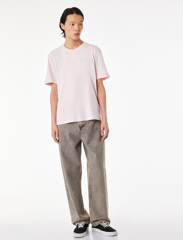  Pamuklu Regular Fit Kısa Kollu Bisiklet Yaka Baskılı Tişört