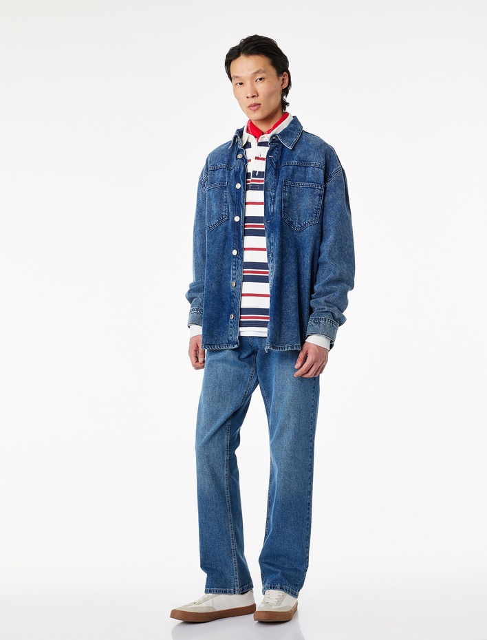  Standart Bel Normal Bel Düz Paça Denim Pantolon - Mark Straight Jeans