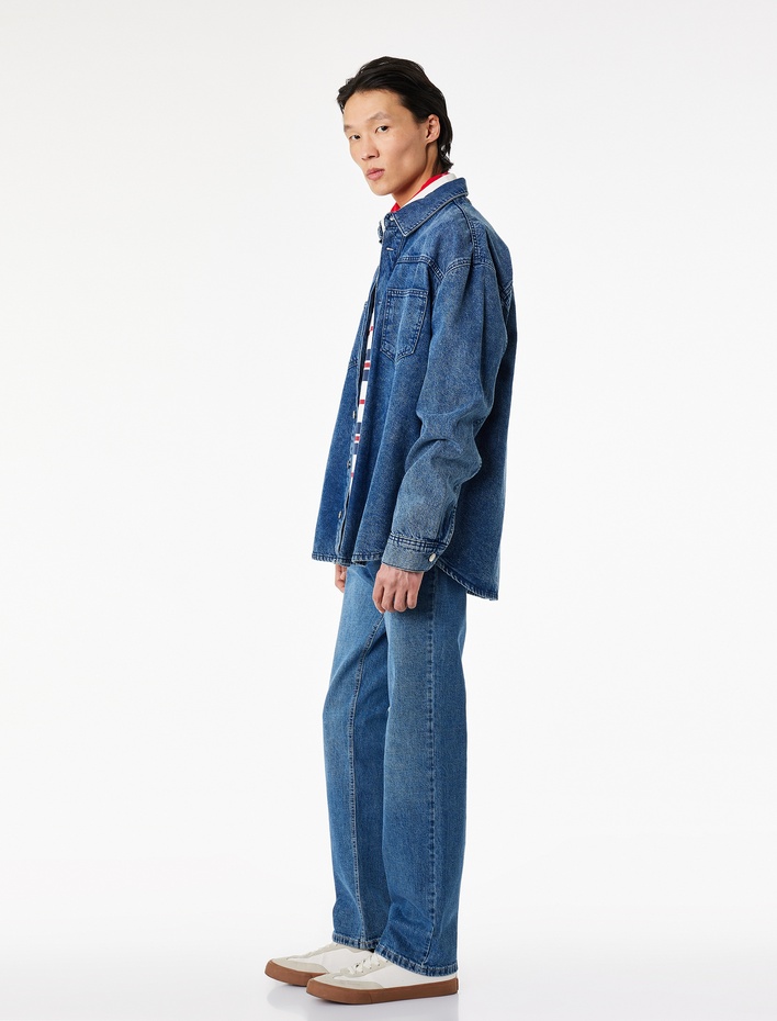  Standart Bel Normal Bel Düz Paça Denim Pantolon - Mark Straight Jeans