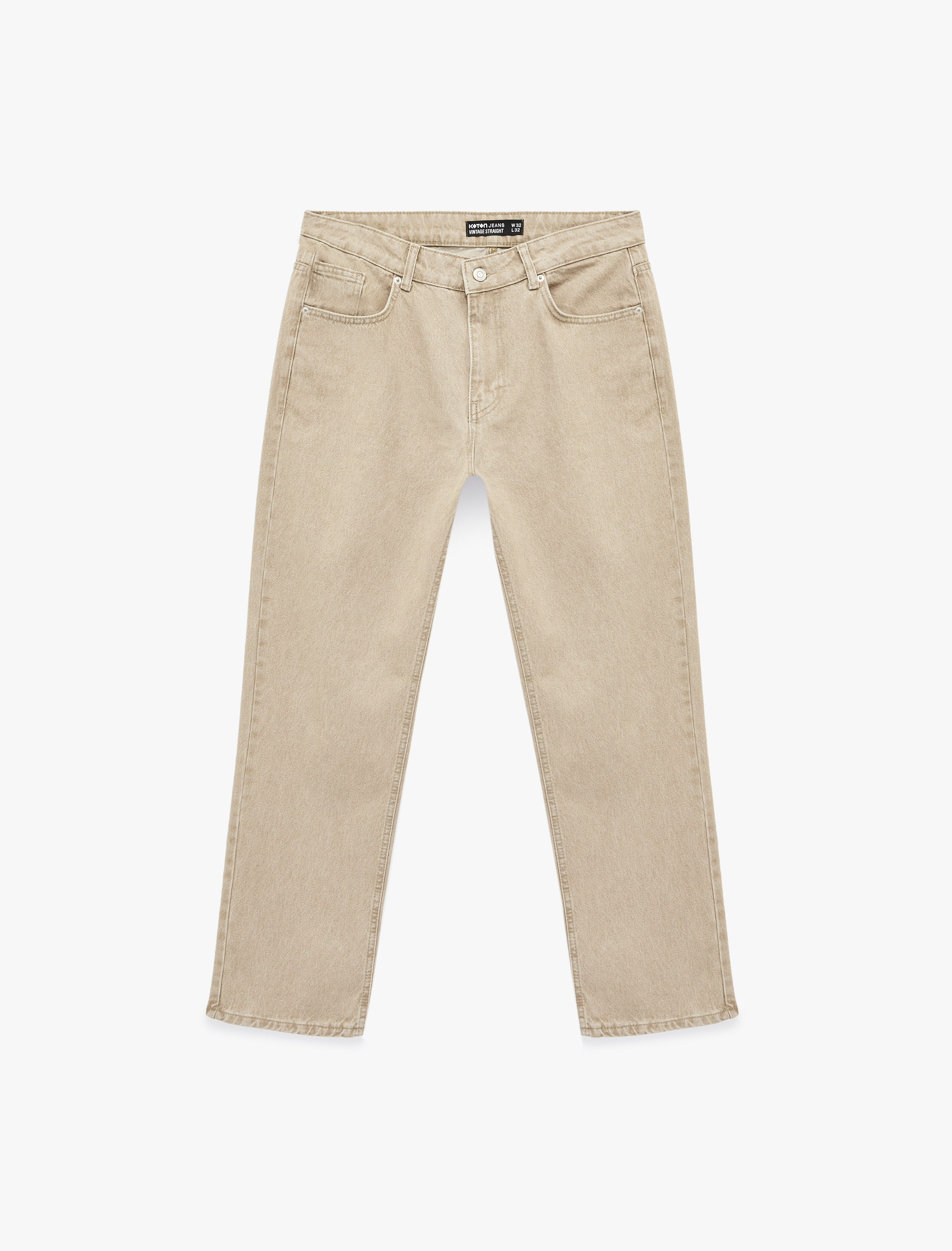   Normal Bel Pamuklu Vintage Straight Fit Jean Pantolon