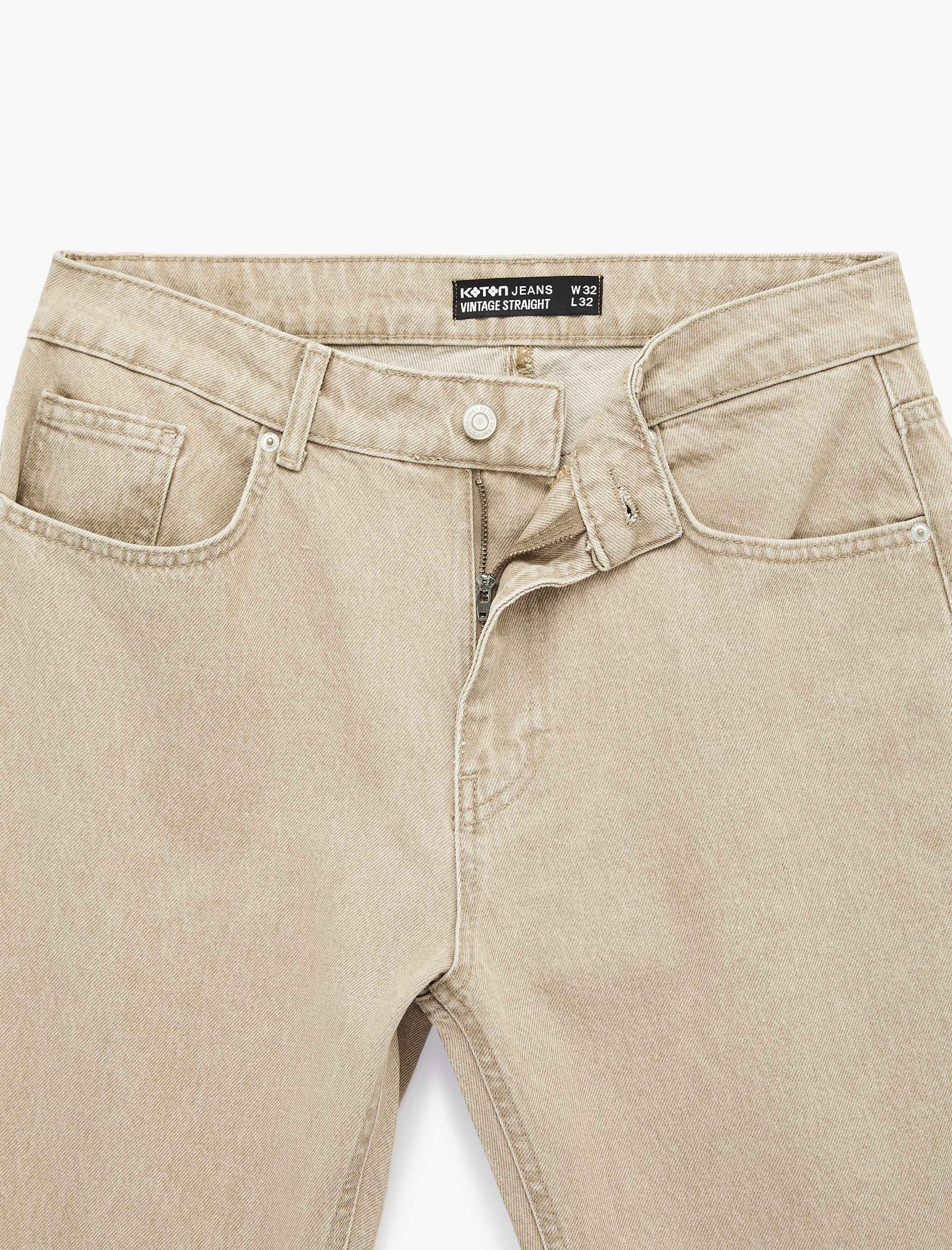   Normal Bel Pamuklu Vintage Straight Fit Jean Pantolon