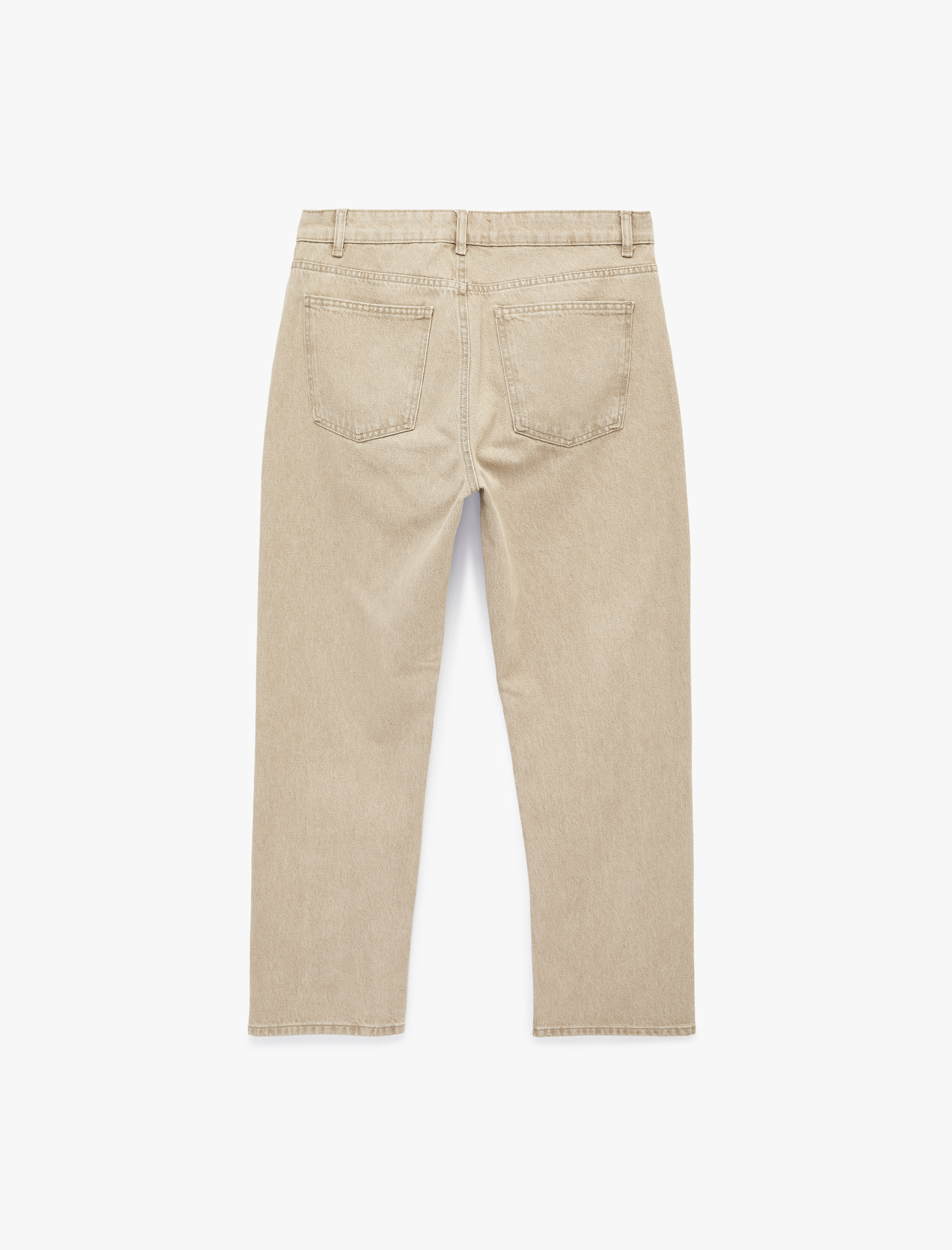   Normal Bel Pamuklu Vintage Straight Fit Jean Pantolon