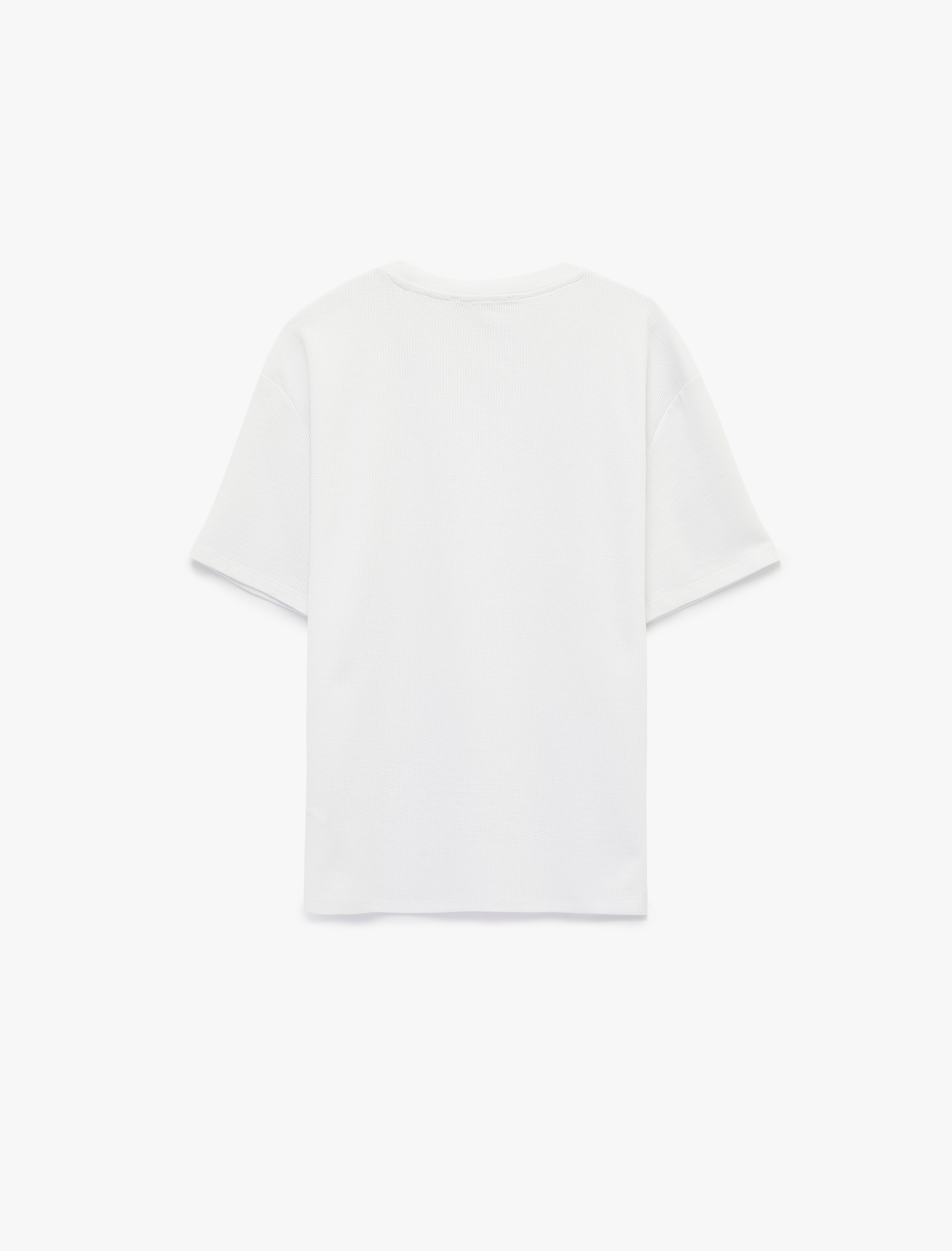   Bisiklet Yaka Kısa Kollu Pamuklu Tok Kumaş Rahat Kalıp Basic Tişört