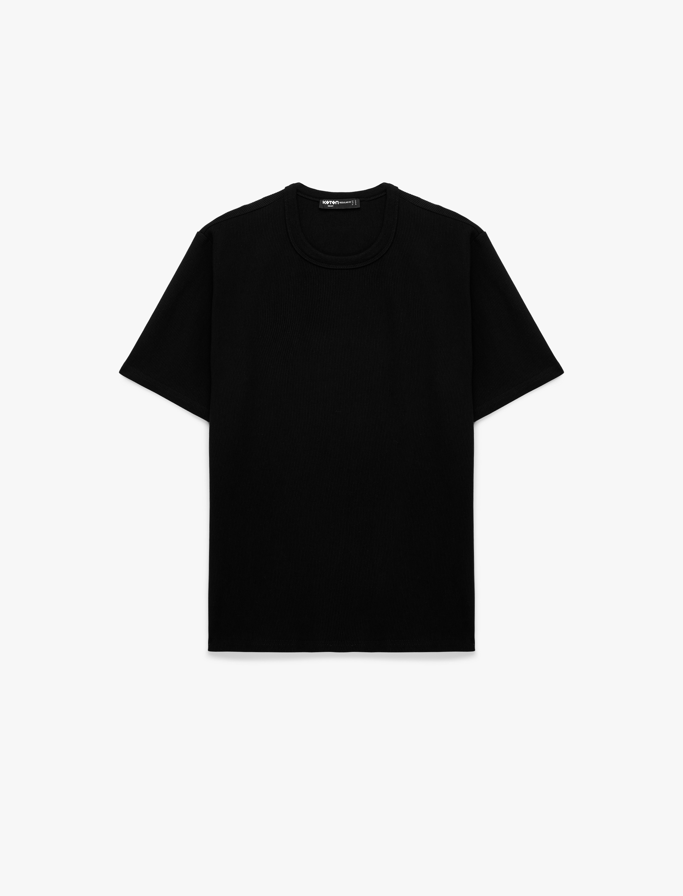   Pamuklu Regular Fit Tok Kumaş Kısa Kollu Bisiklet Yaka Basic Tişört