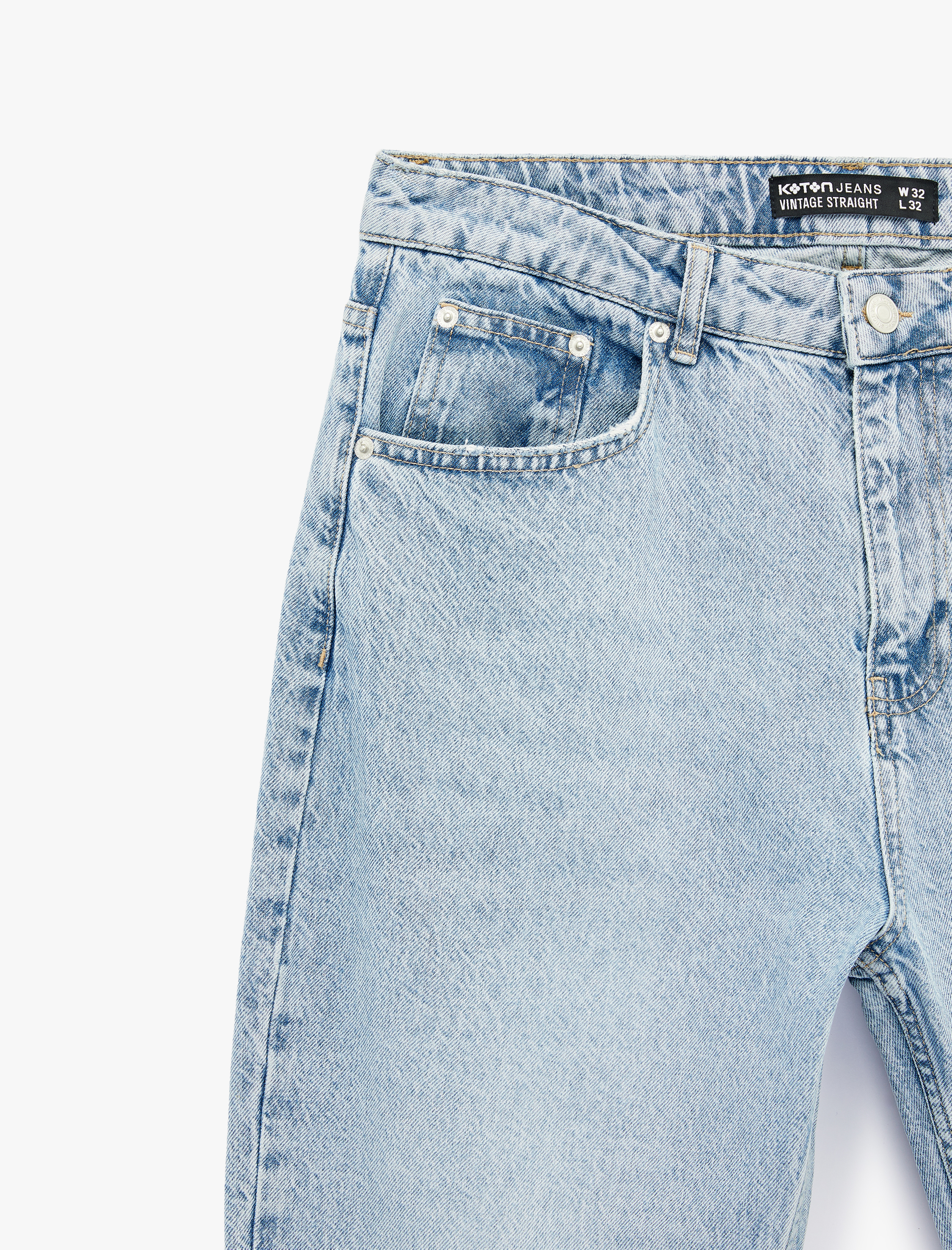   Pamuklu Normal Bel Vintage Straight Fit Jean Pantolon