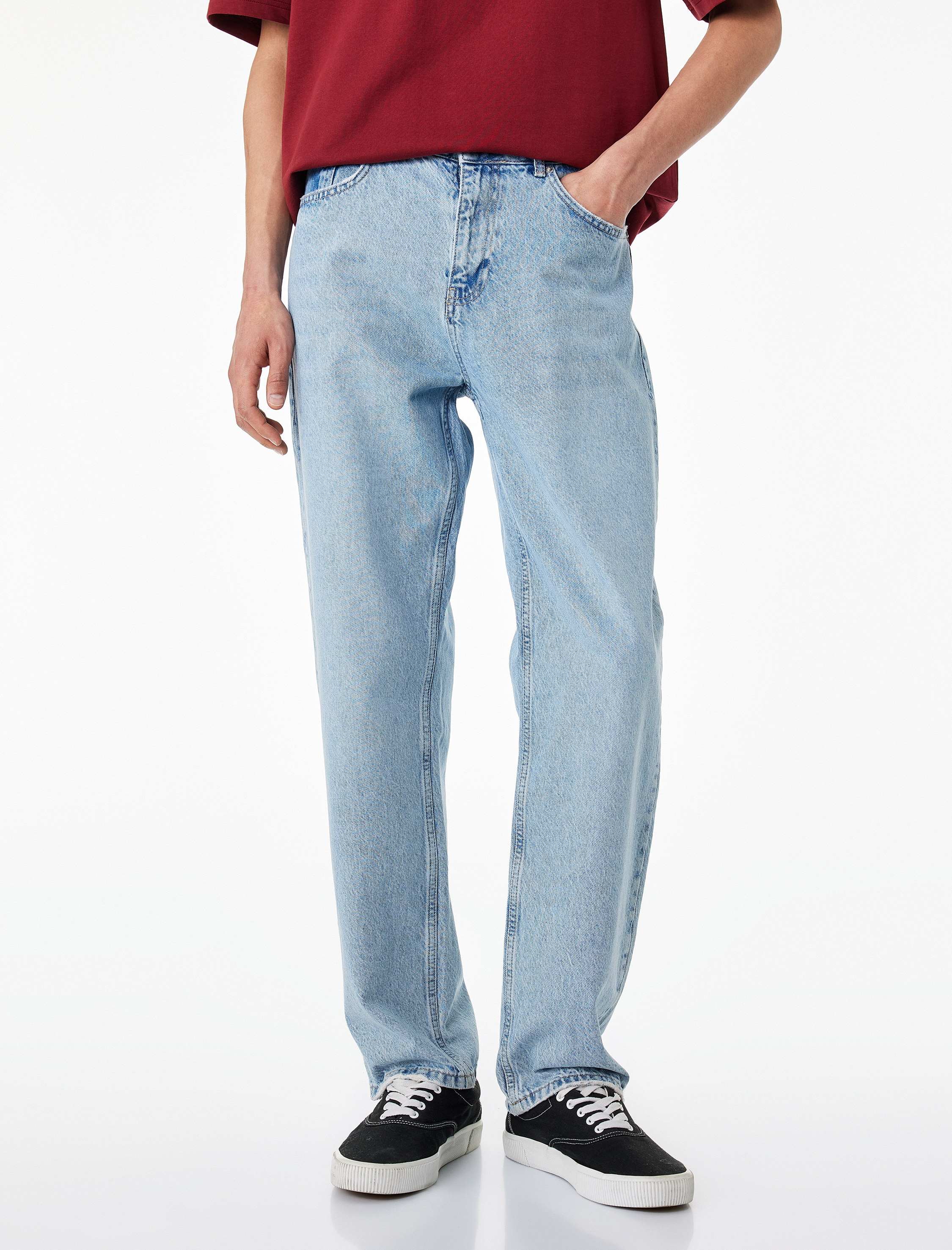   Pamuklu Normal Bel Vintage Straight Fit Jean Pantolon