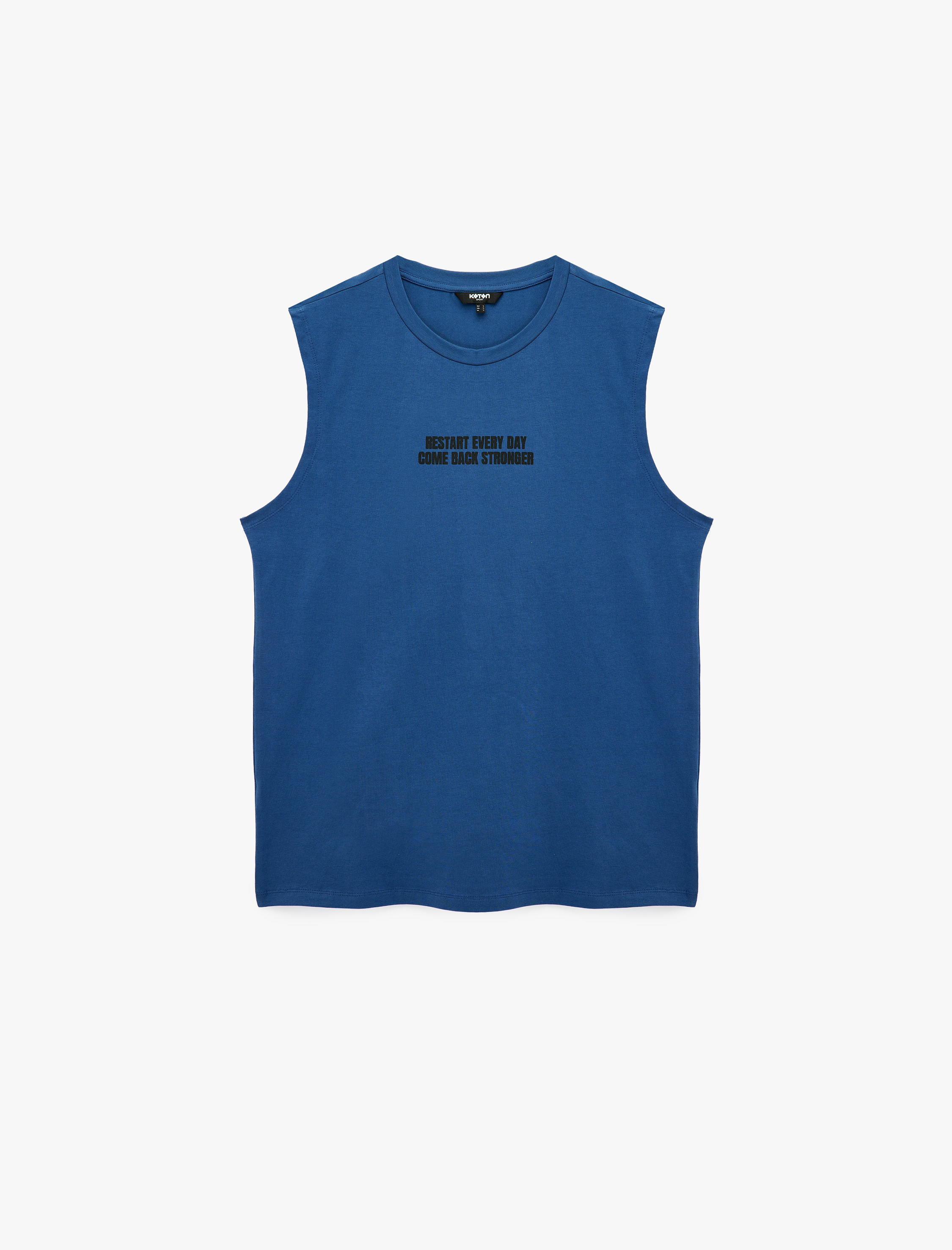   Rahat Kalıp Pamuklu Bisiklet Yaka Kolsuz Baskılı Spor Atlet