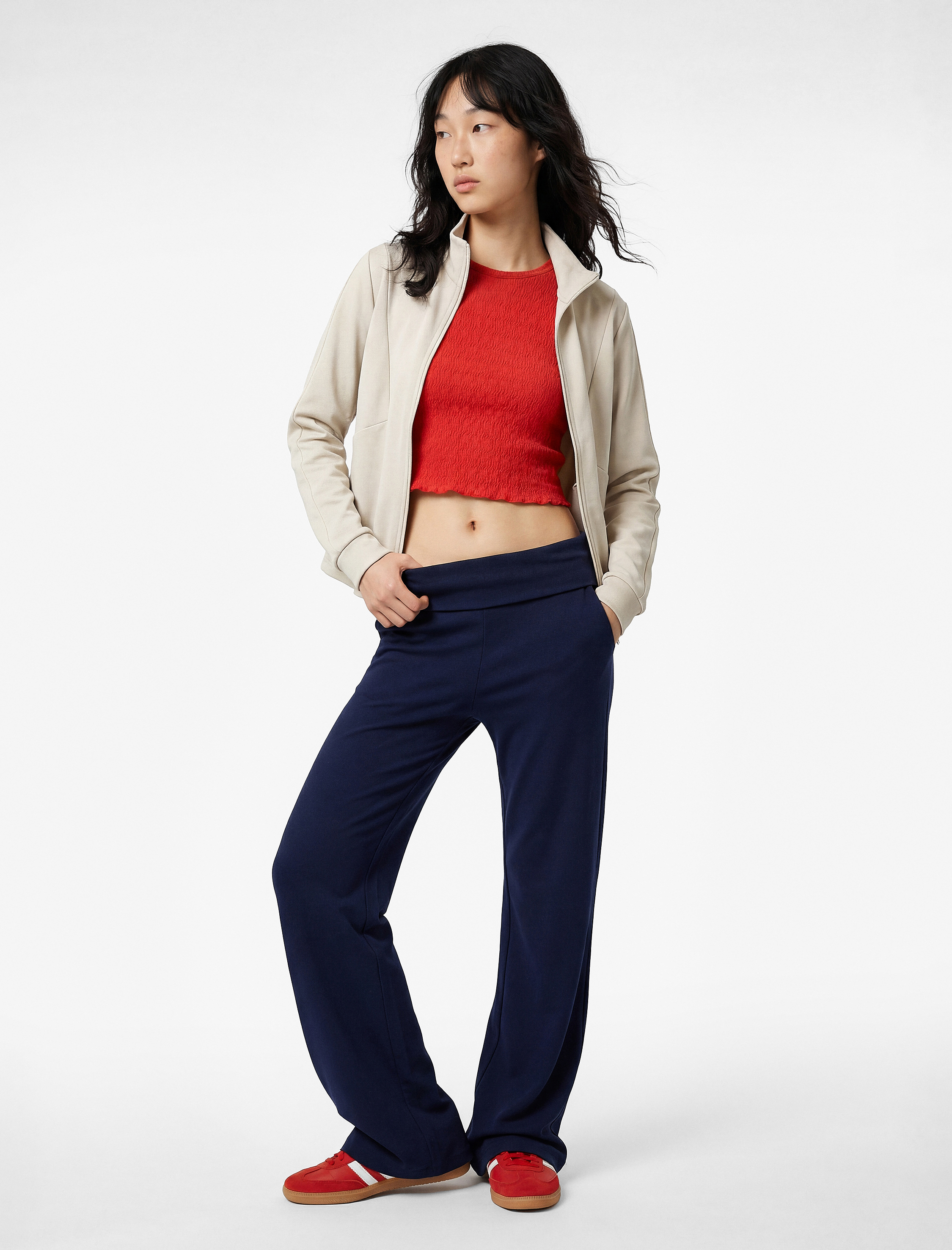   Slim Fit Modal Karışımlı İspanyol Paça Pantolon