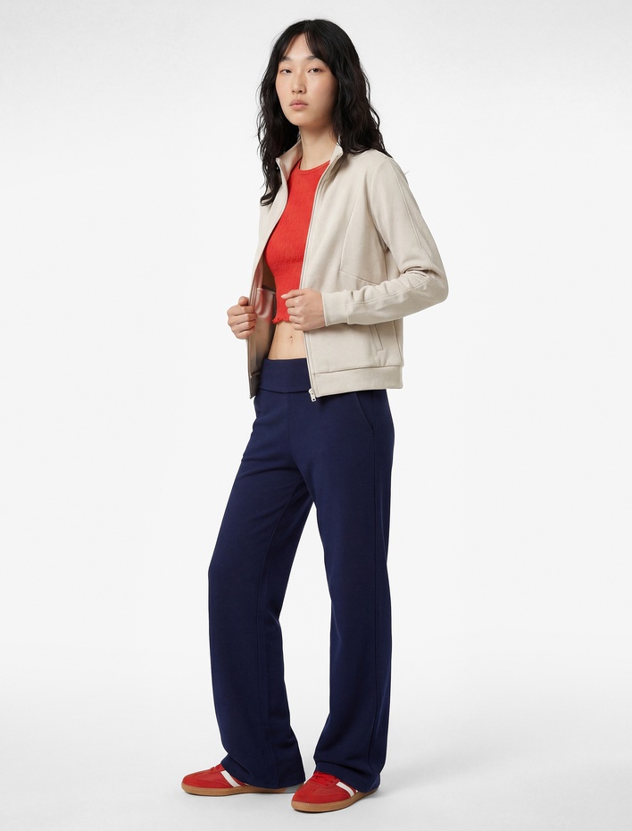  Slim Fit Modal Karışımlı İspanyol Paça Pantolon