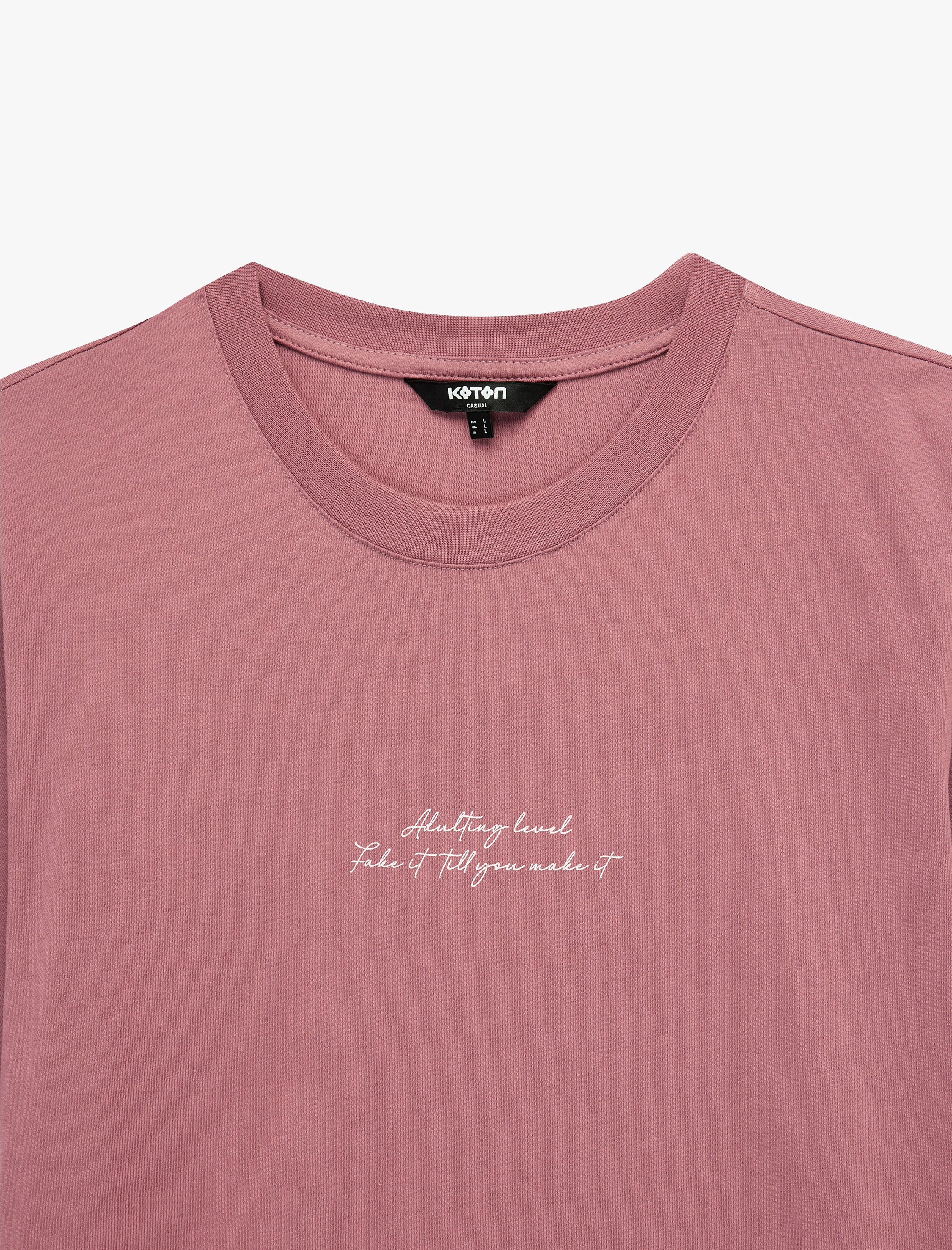   Pamuklu Kısa Kollu Bisiklet Yaka Baskılı Slim Fit Tişört