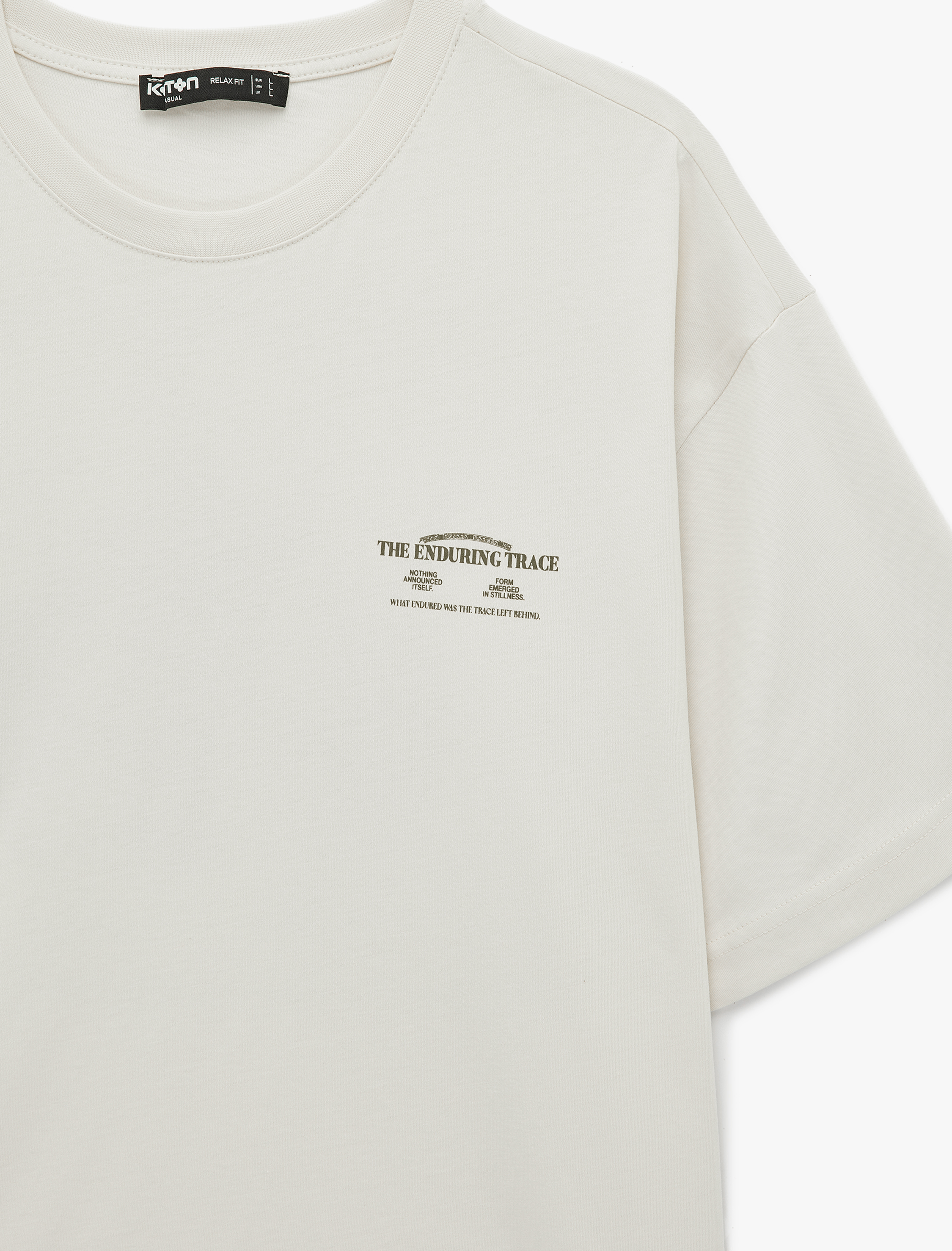   Oversize Kısa Kollu Pamuklu Bisiklet Yaka Arkası Baskılı Tişört