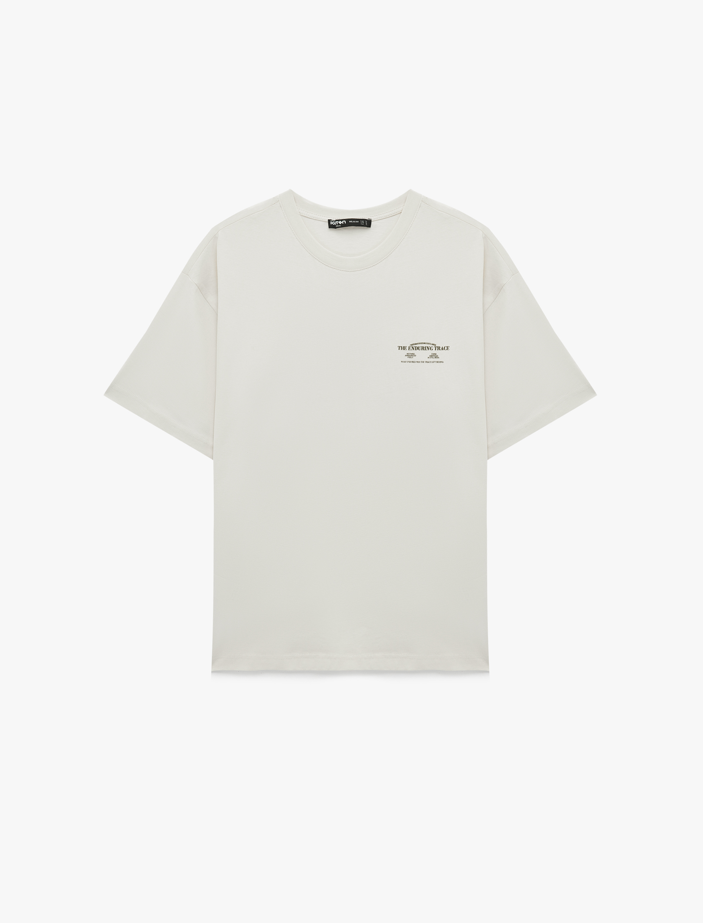   Oversize Kısa Kollu Pamuklu Bisiklet Yaka Arkası Baskılı Tişört