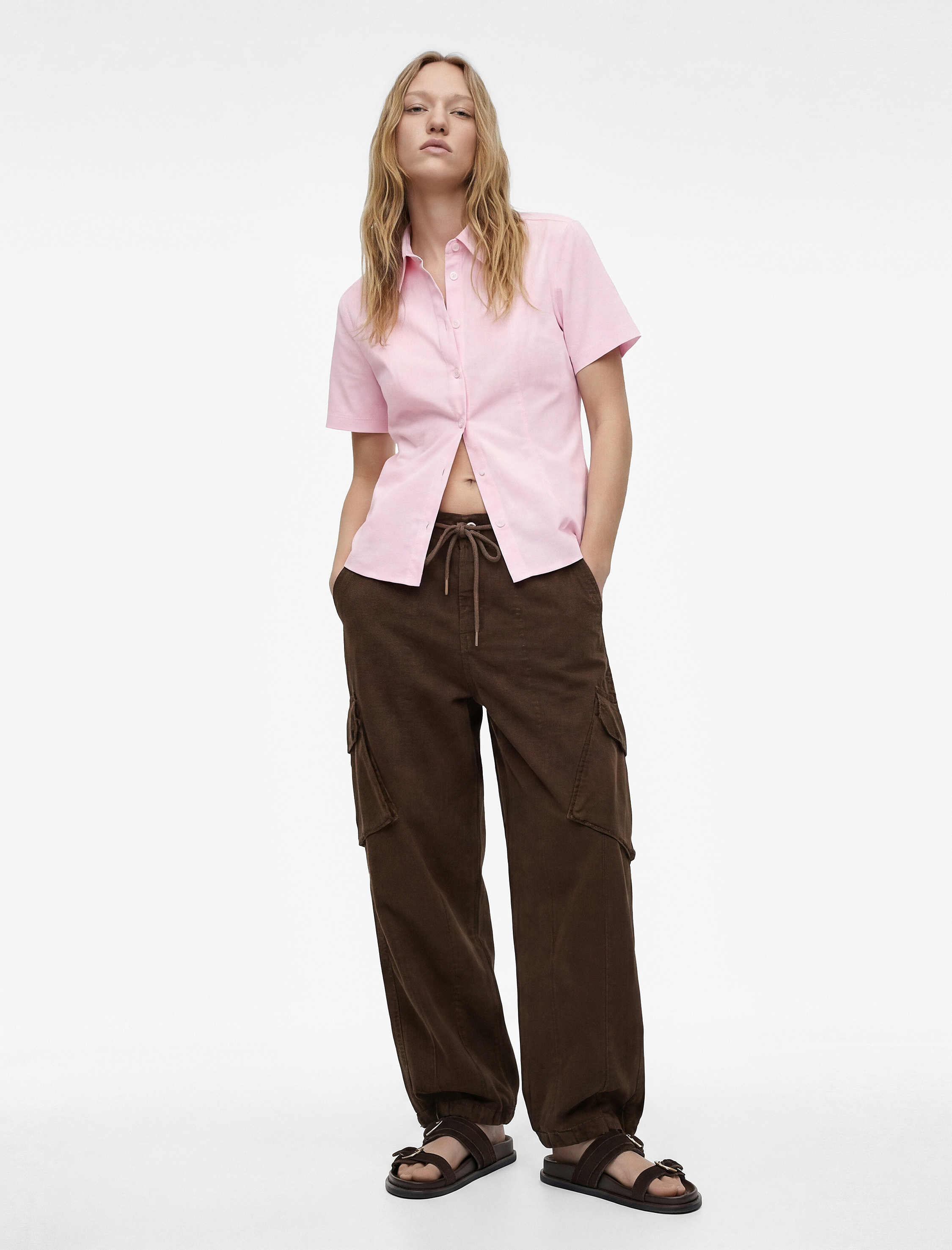 Slim Fit Kısa Kollu Klasik Yaka Düğmeli Pamuklu Gömlek