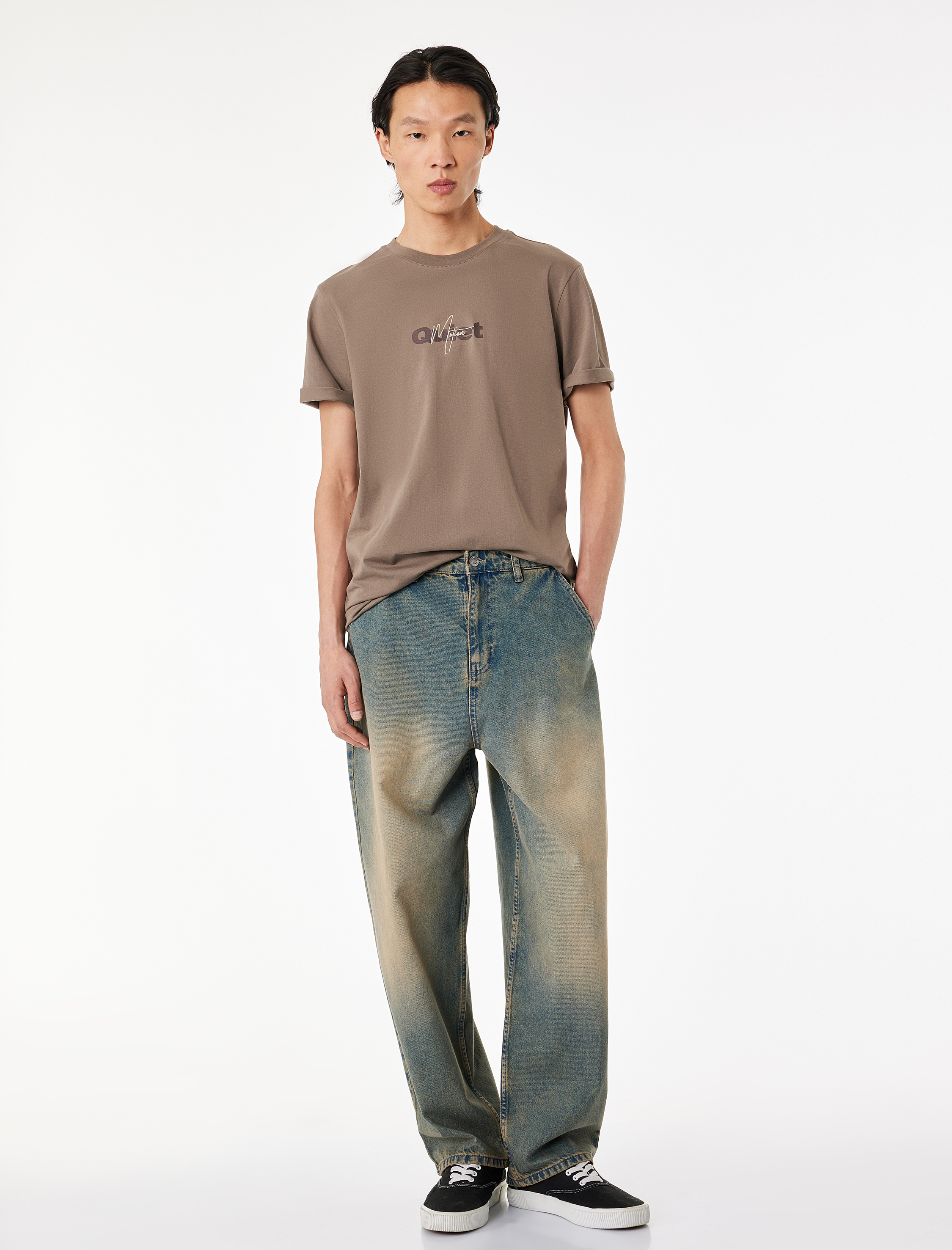   Pamuklu Cepli Oversize Normal Bel Bol Skater Jean Pantolon