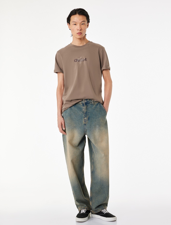  Pamuklu Cepli Oversize Normal Bel Bol Skater Jean Pantolon