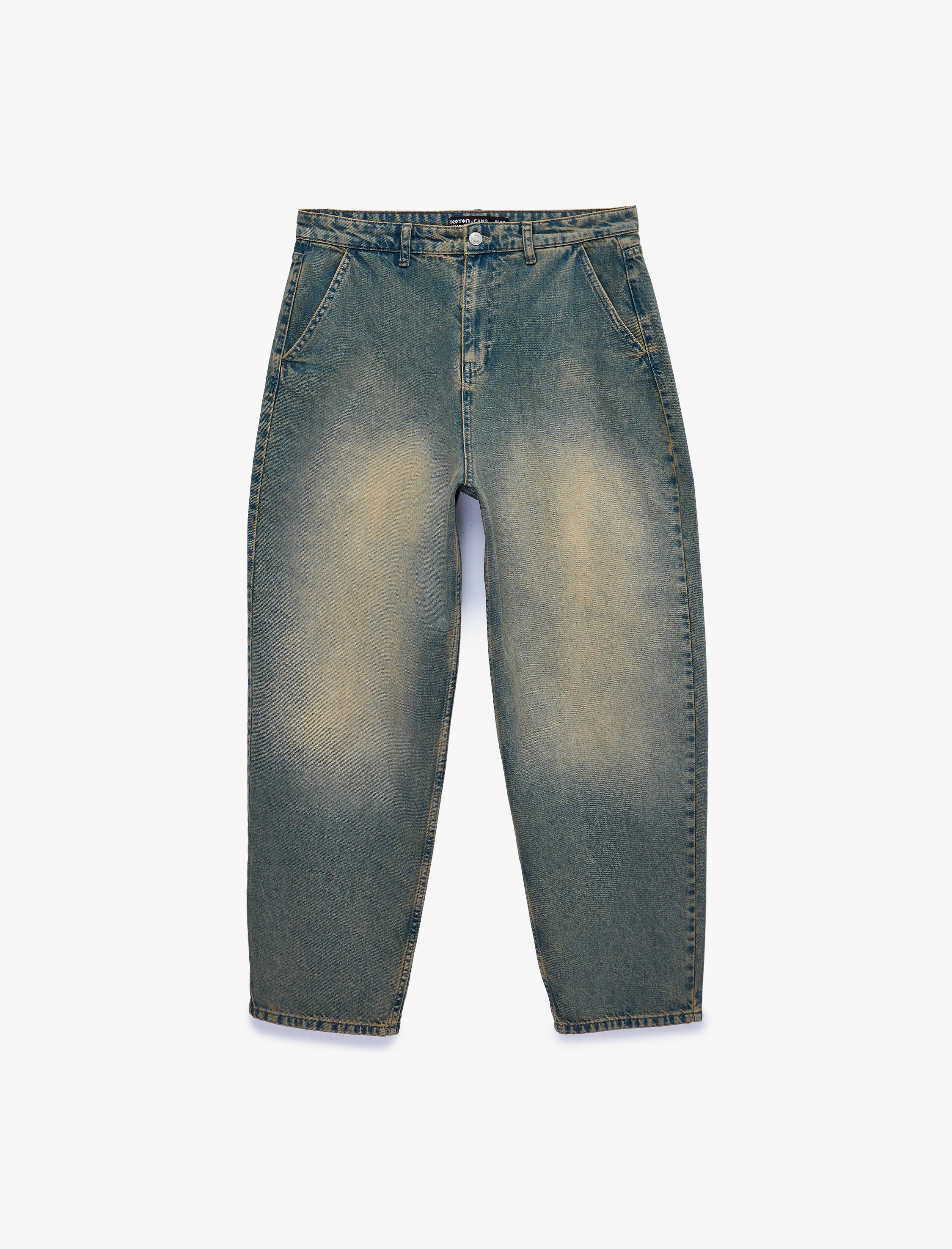   Pamuklu Cepli Oversize Normal Bel Bol Skater Jean Pantolon