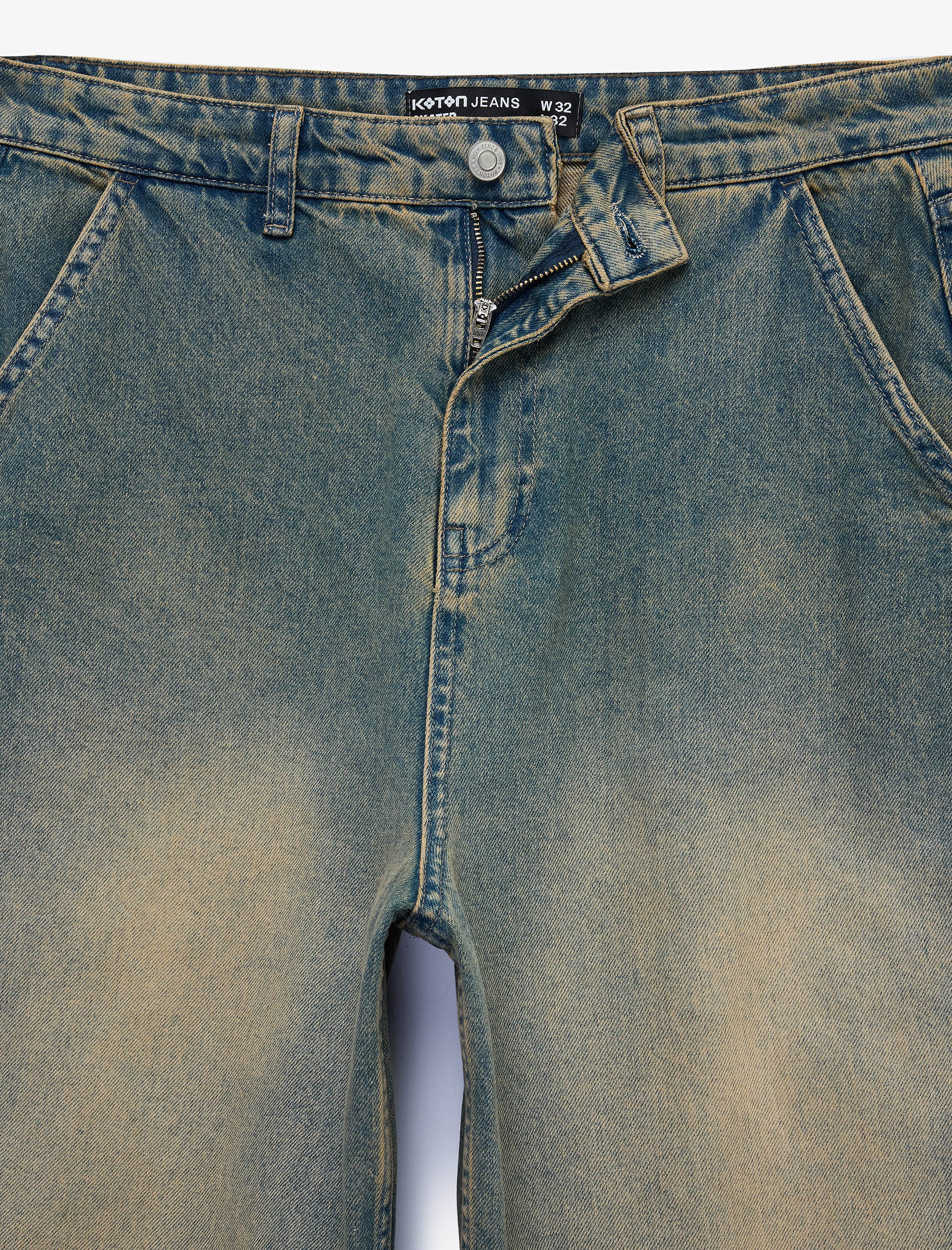   Pamuklu Cepli Oversize Normal Bel Bol Skater Jean Pantolon