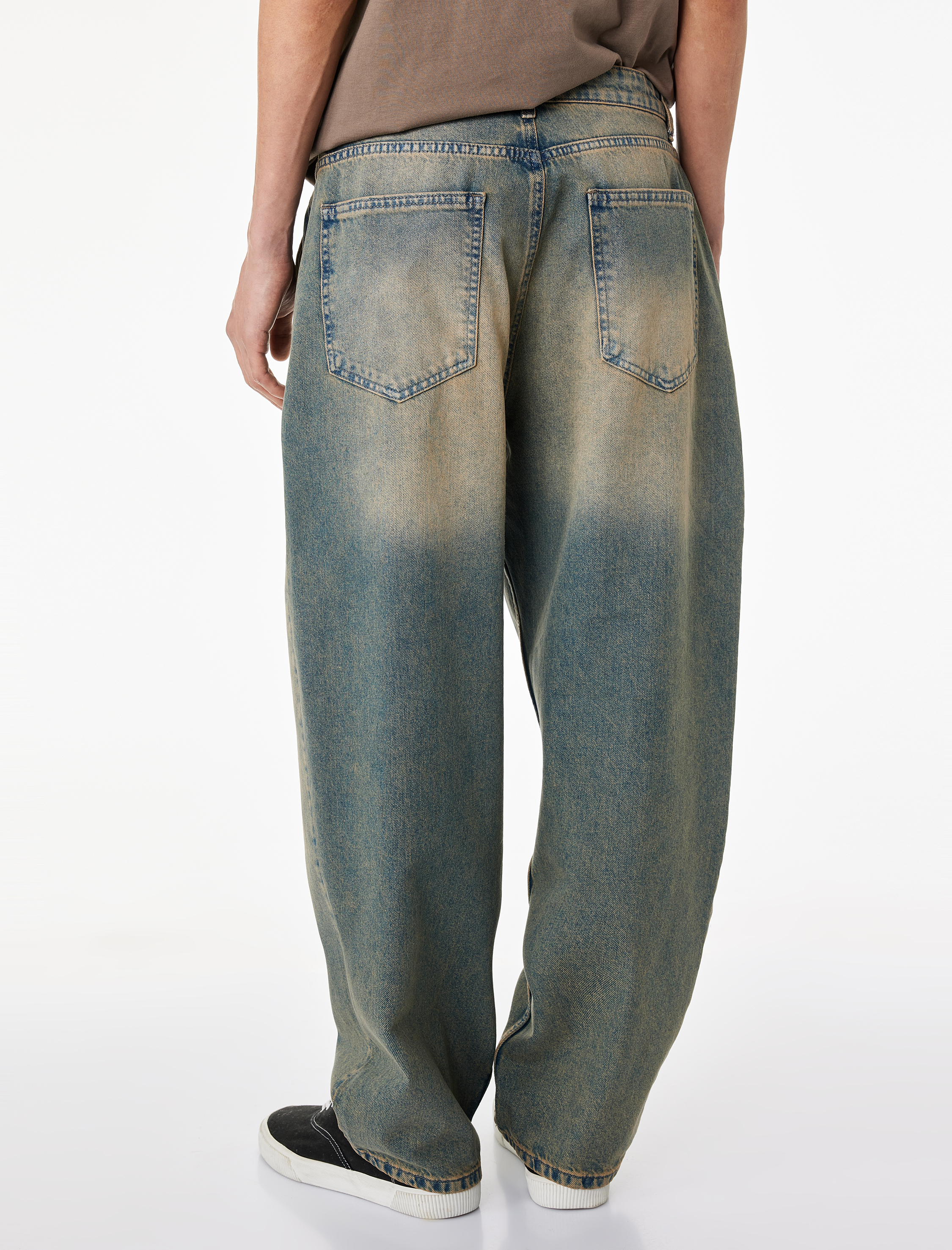   Pamuklu Cepli Oversize Normal Bel Bol Skater Jean Pantolon