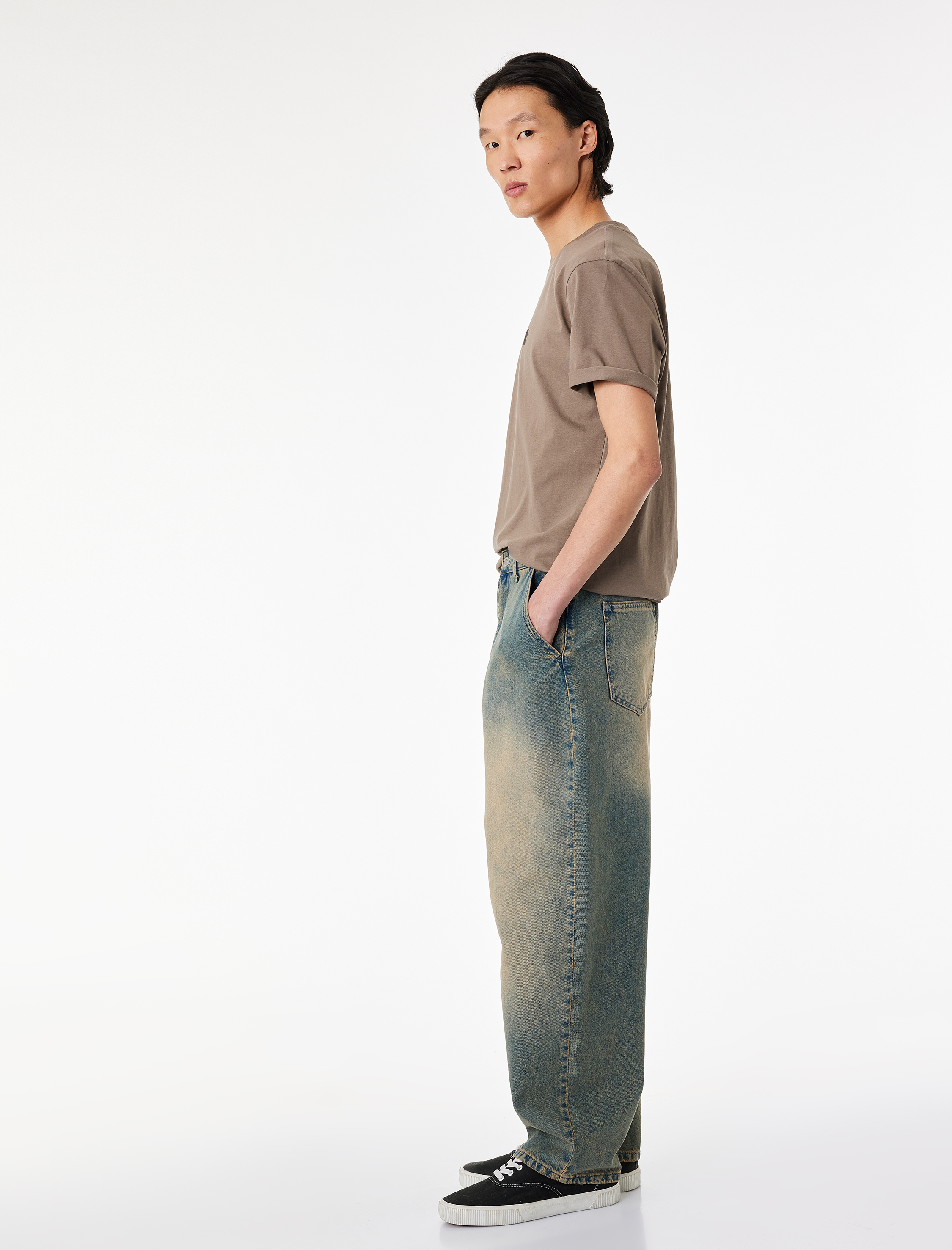   Pamuklu Cepli Oversize Normal Bel Bol Skater Jean Pantolon