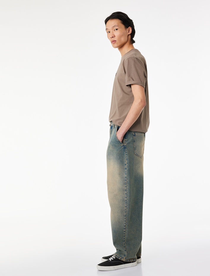  Pamuklu Cepli Oversize Normal Bel Bol Skater Jean Pantolon