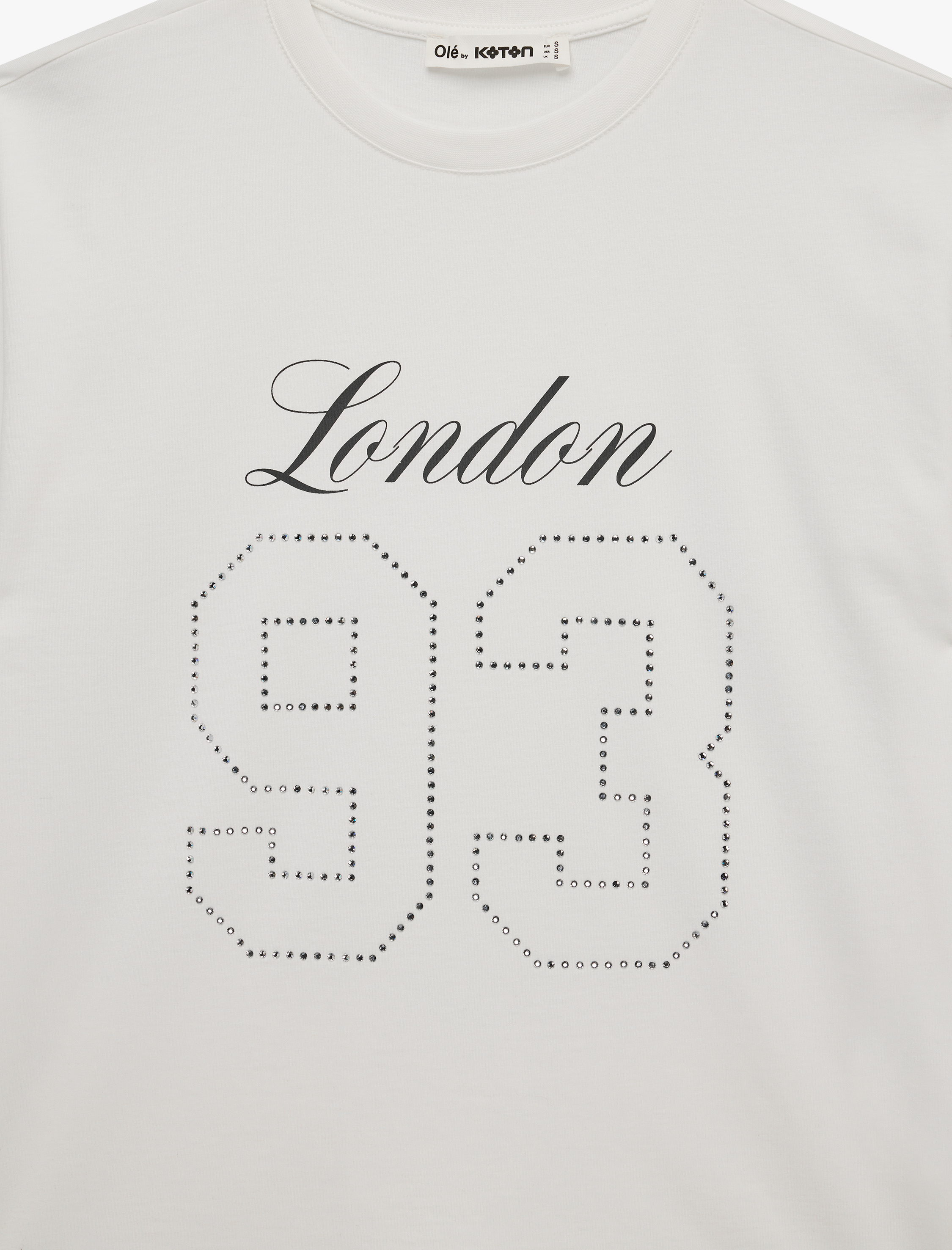   Rahat Kalıp Kısa Kollu Bisiklet Yaka Kolej Baskılı Pamuklu Tişört