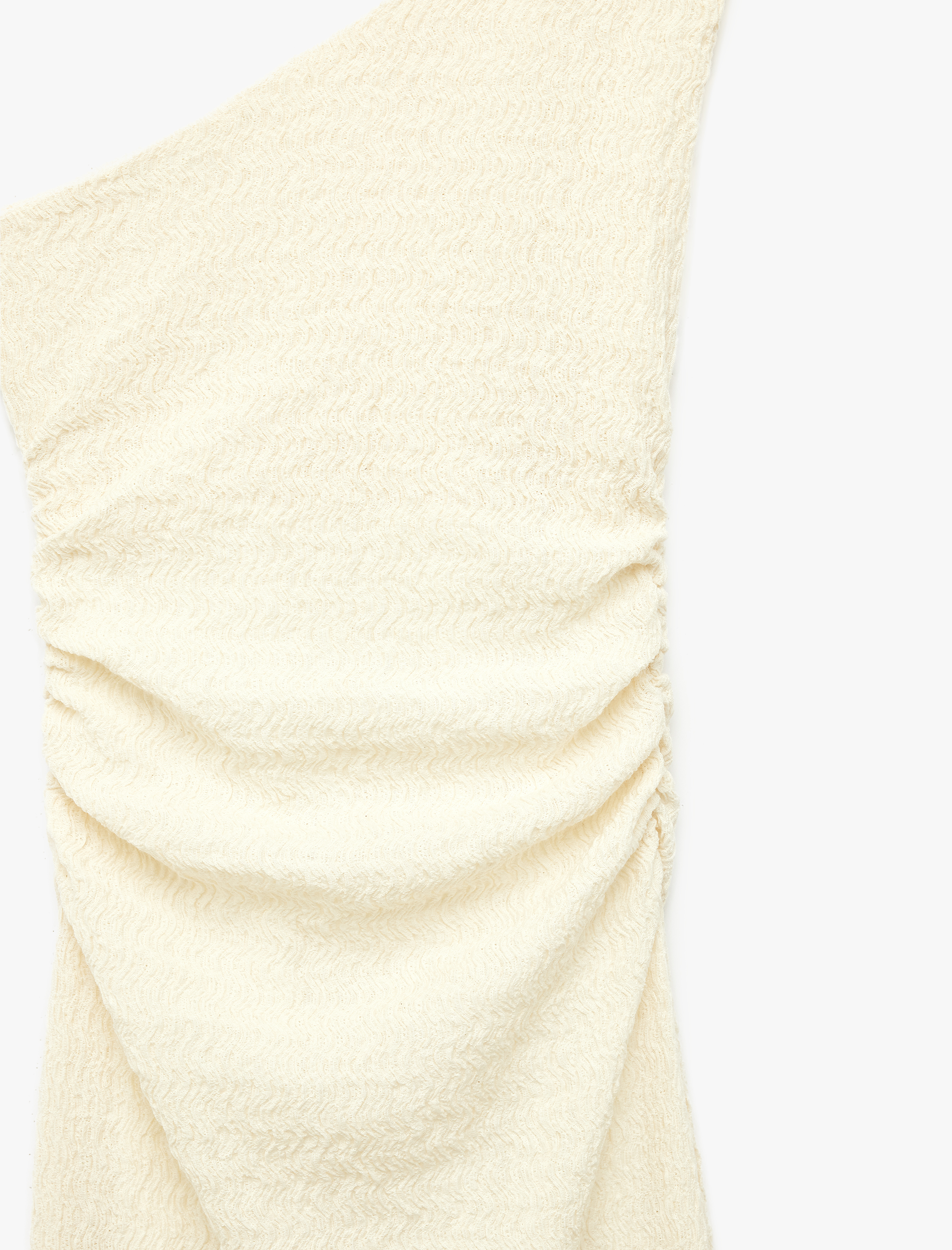   Bağlama Detaylı Slim Fit Drapeli Bürümcük Uzun Tek Omuz Elbise