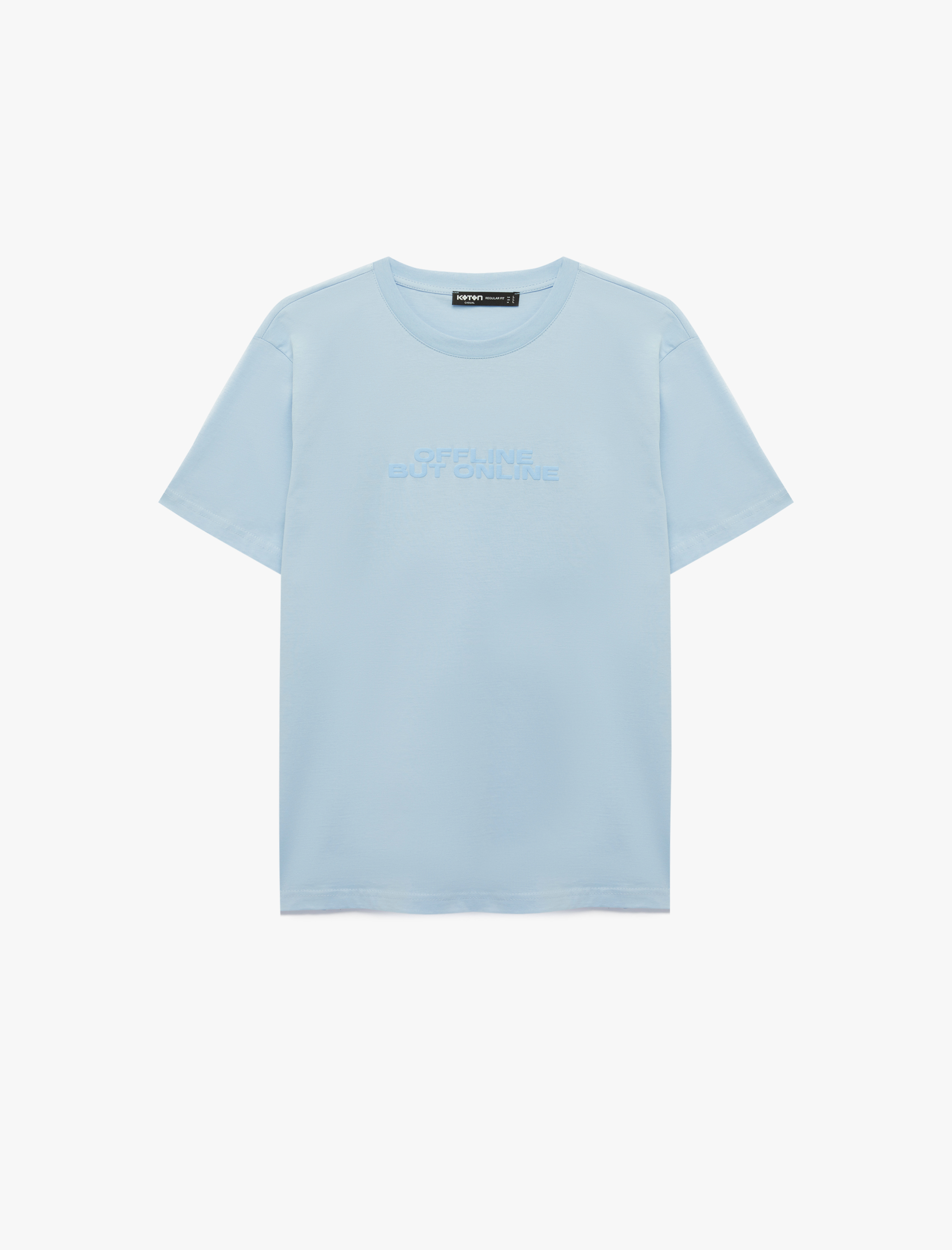   Regular Fit Kısa Kollu Bisiklet Yaka Pamuklu Baskılı Tişört