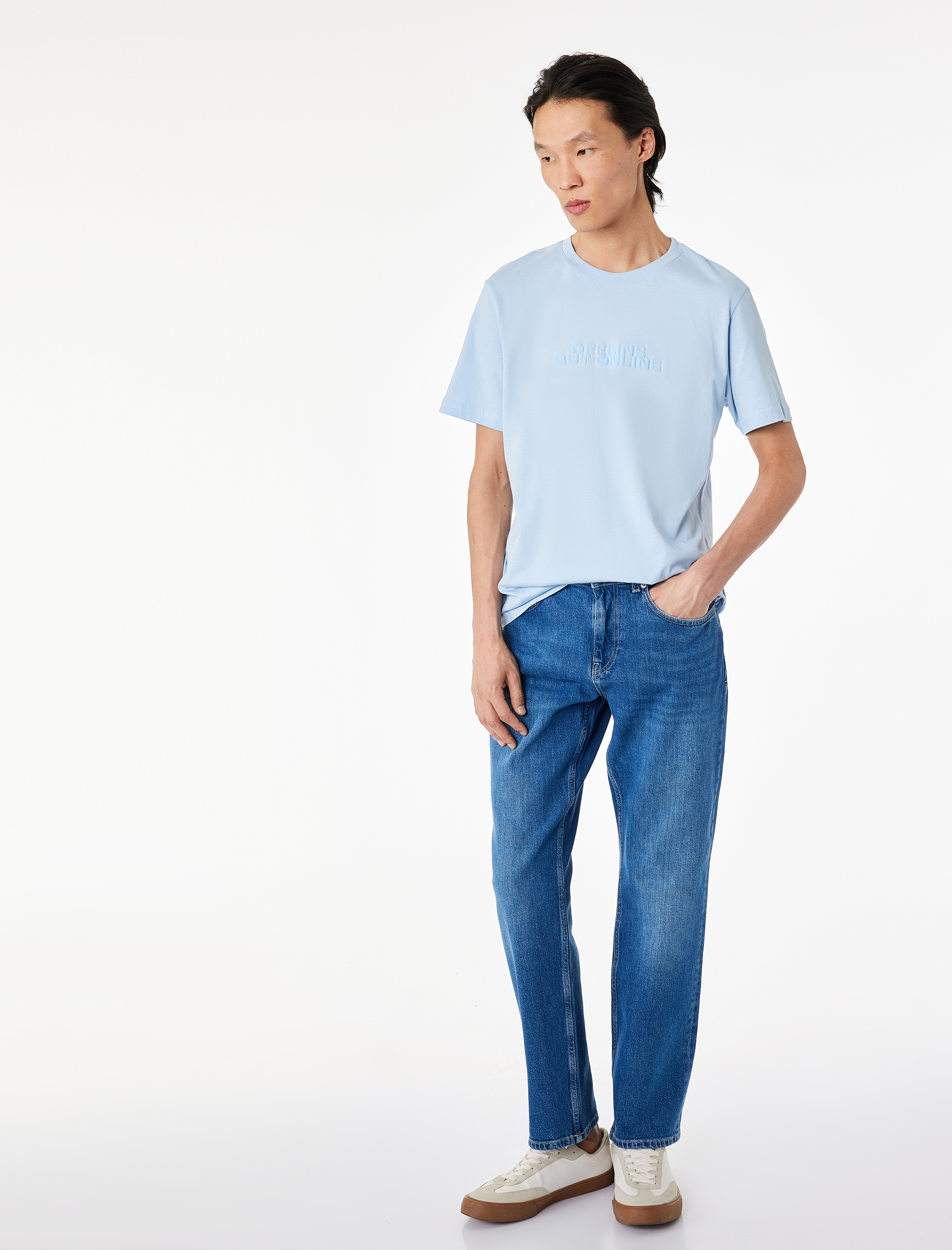   Regular Fit Kısa Kollu Bisiklet Yaka Pamuklu Baskılı Tişört