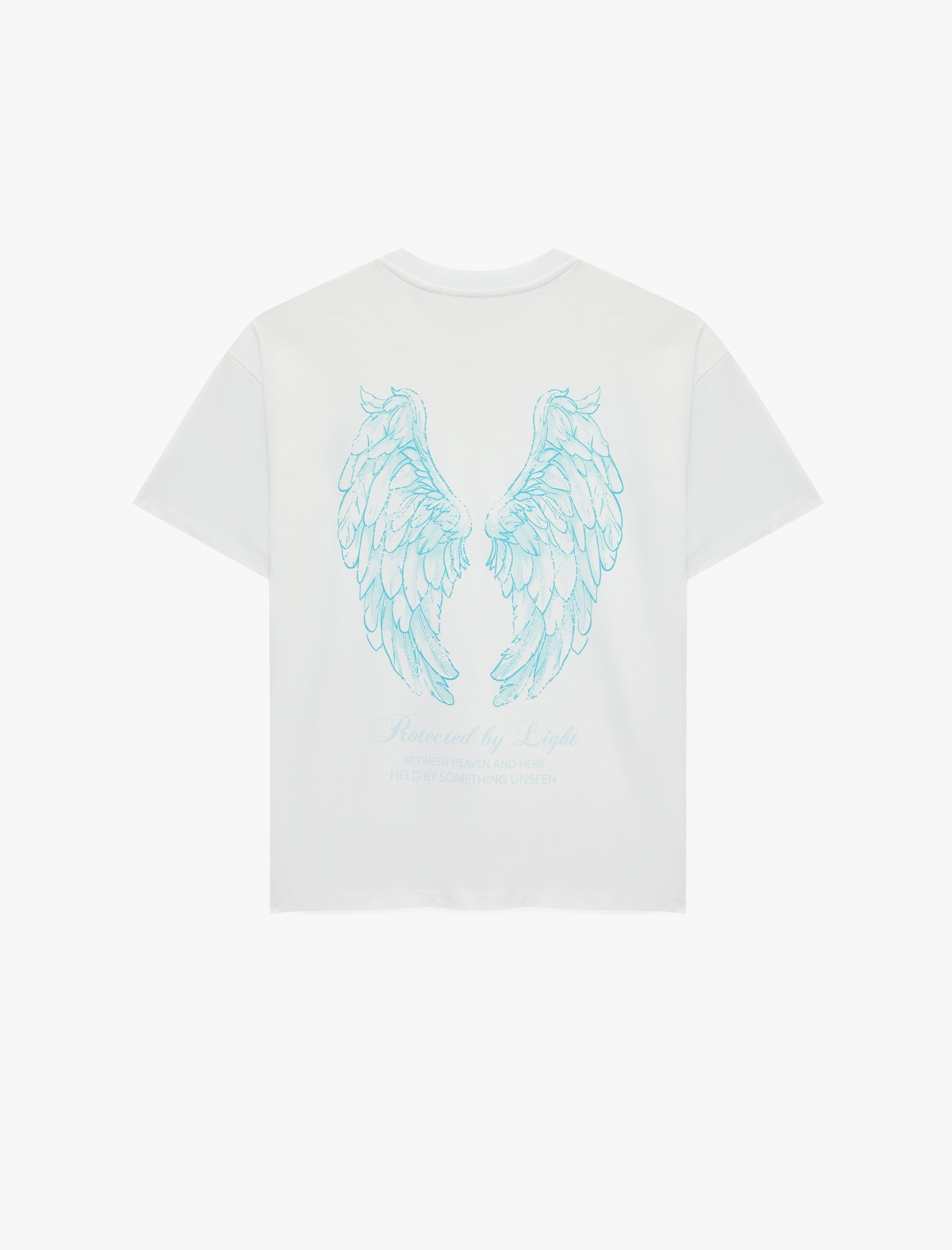   Rahat Kalıp Kısa Kollu Arkası Melek Baskılı Pamuklu Tişört