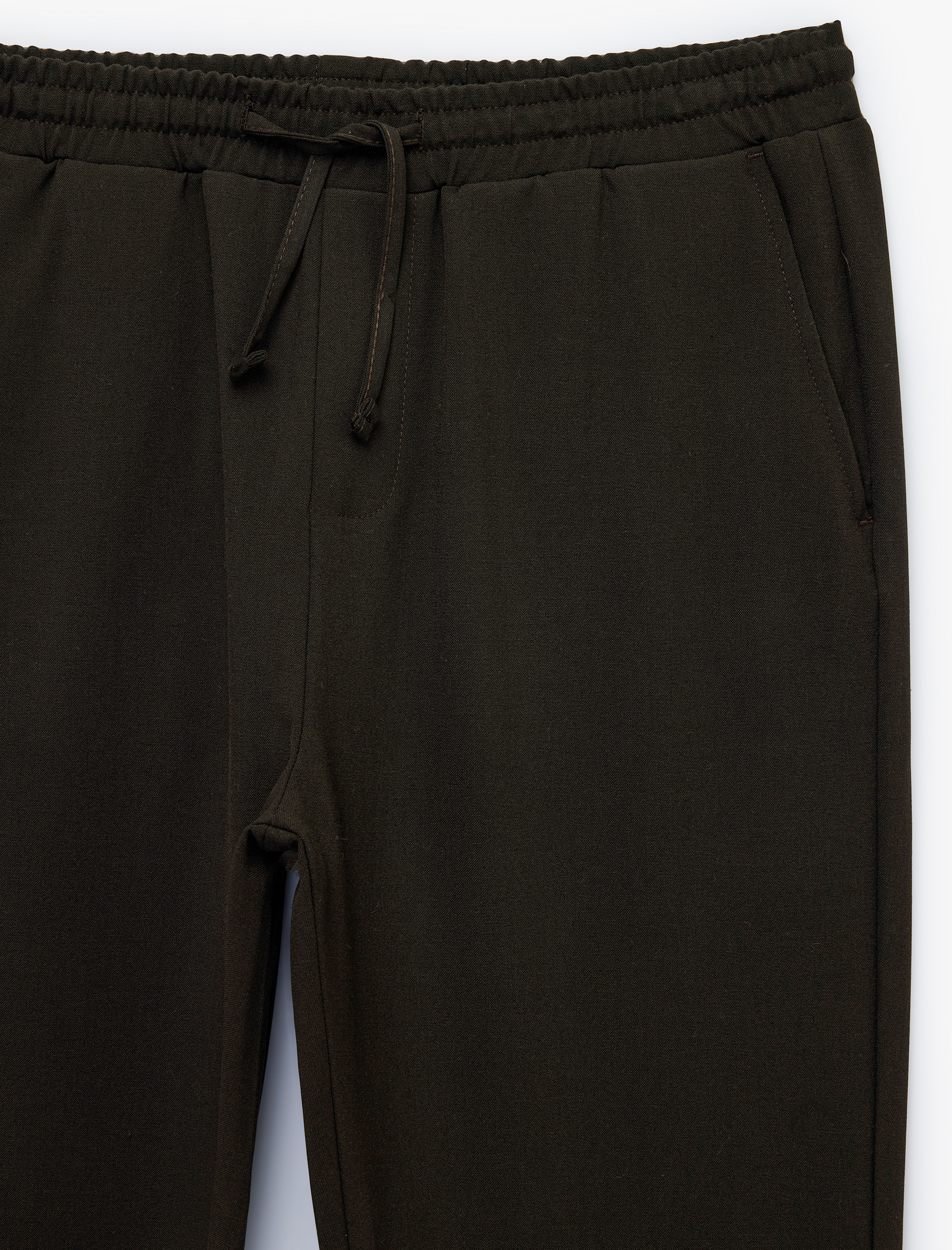 Regular Fit Viskon Karışımlı Cepli Beli Bağcıklı Kumaş Pantolon - Görsel 5