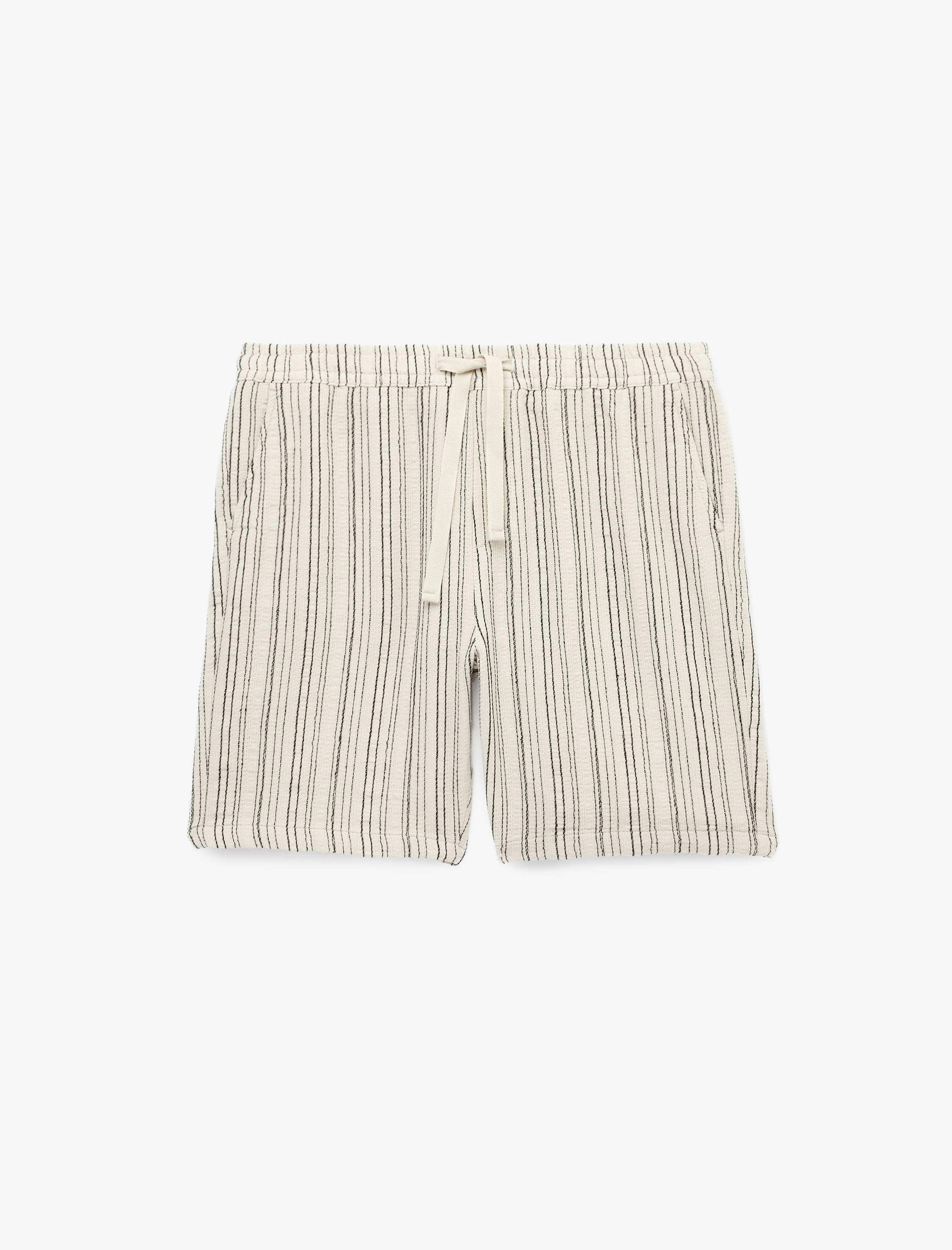   Pamuklu Cepli Bermuda Çizgili Beli Bağcıklı Şort