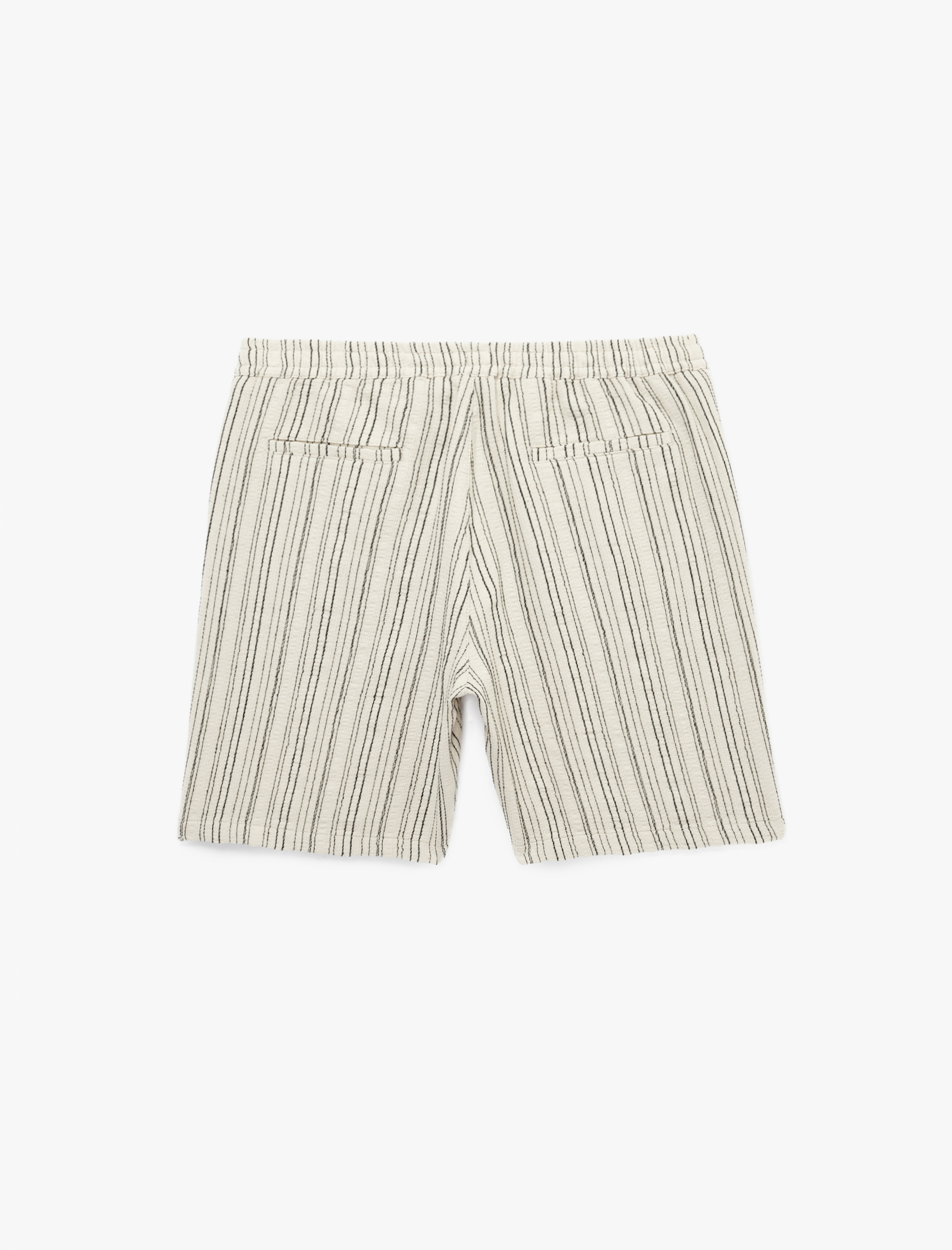   Pamuklu Cepli Bermuda Çizgili Beli Bağcıklı Şort