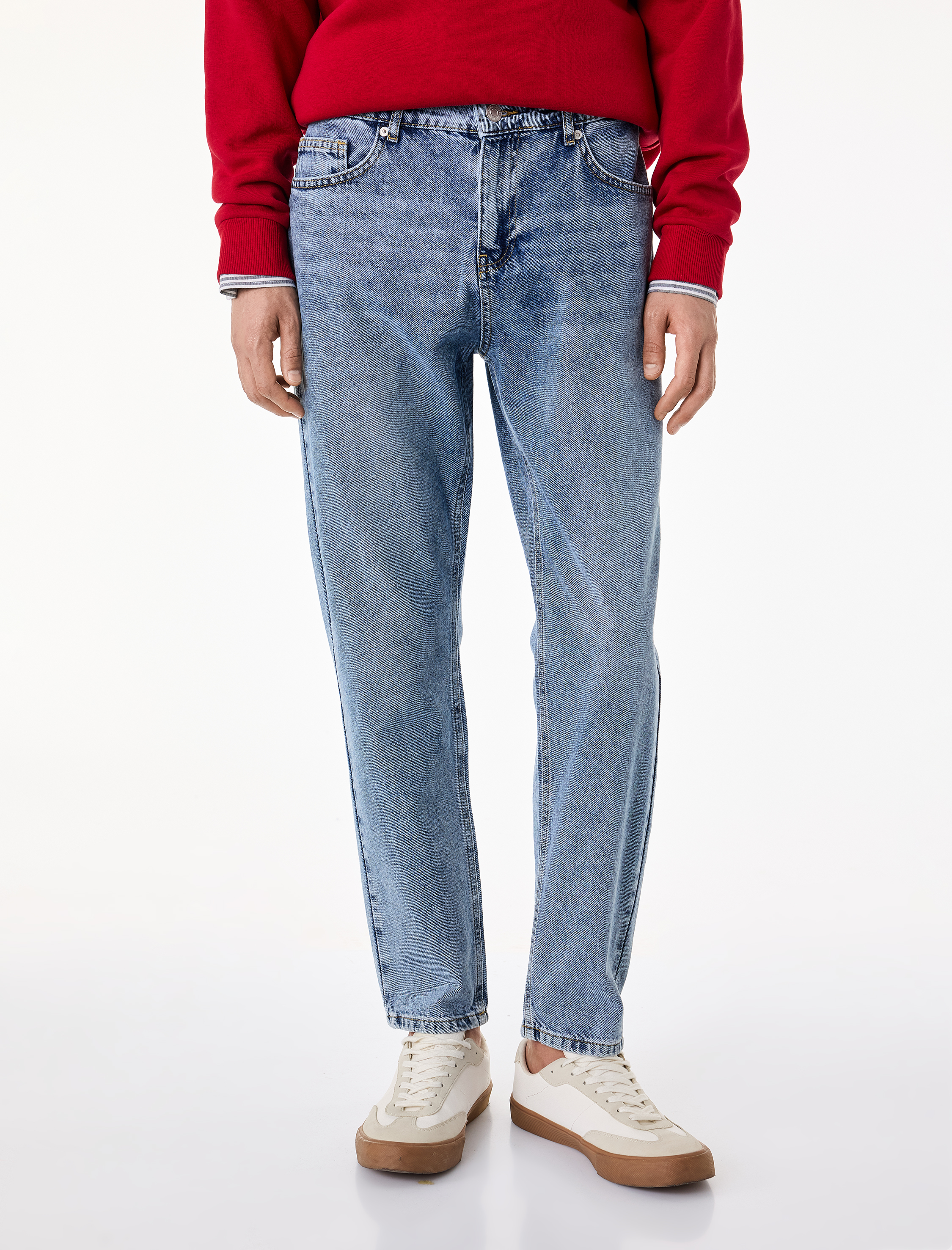   Pamuklu Regular Fit Normal Bel Düz Paça Denim Pantolon - Tapered Jeans