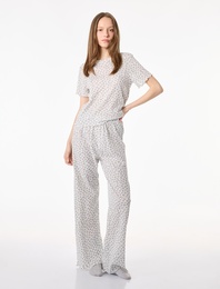 Pamuklu Kısa Kollu Bisiklet Yaka Leopar Desenli Pijama Takımı