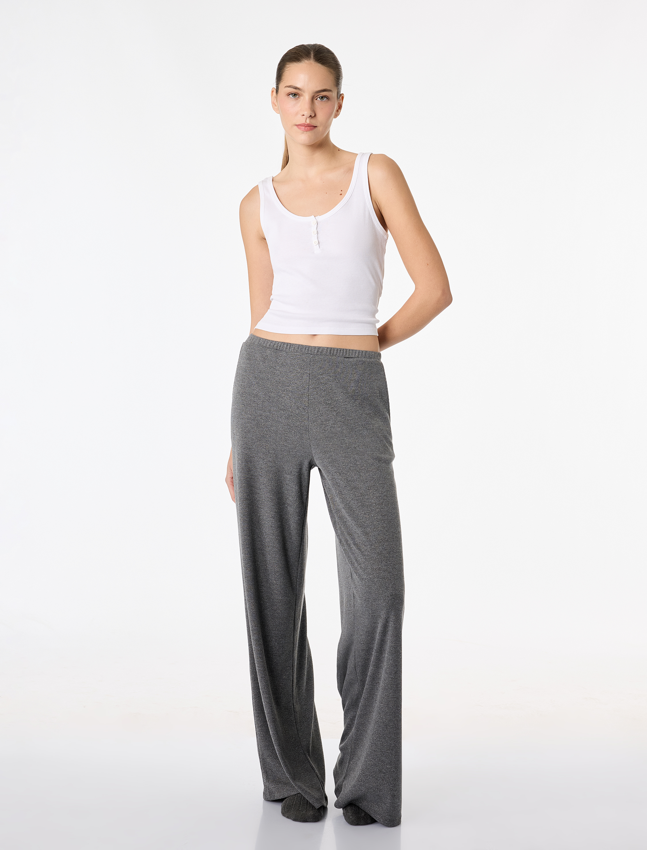   Cepli Viskon Karışımlı Basic Pijama Altı