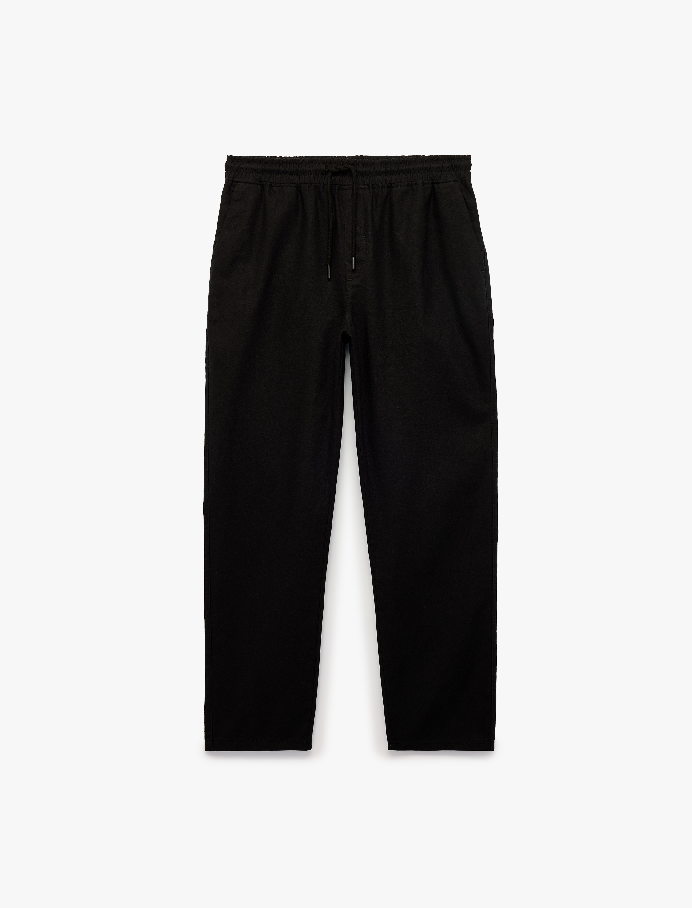   Keten Pamuk Karışımlı Cepli Beli Bağcıklı Pantolon