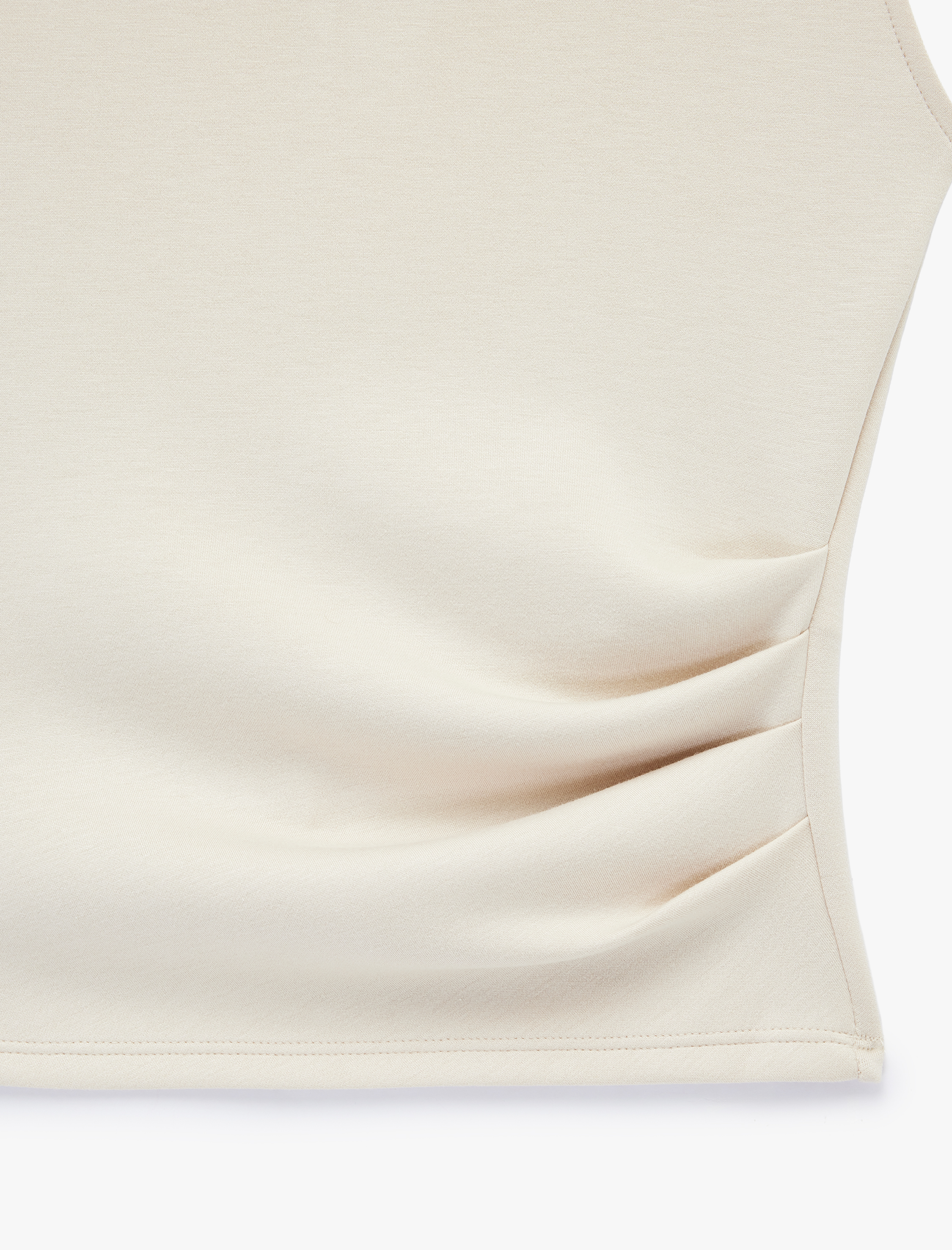   Scuba Kumaş Drape Detaylı Kolsuz Bisiklet Yaka Bluz