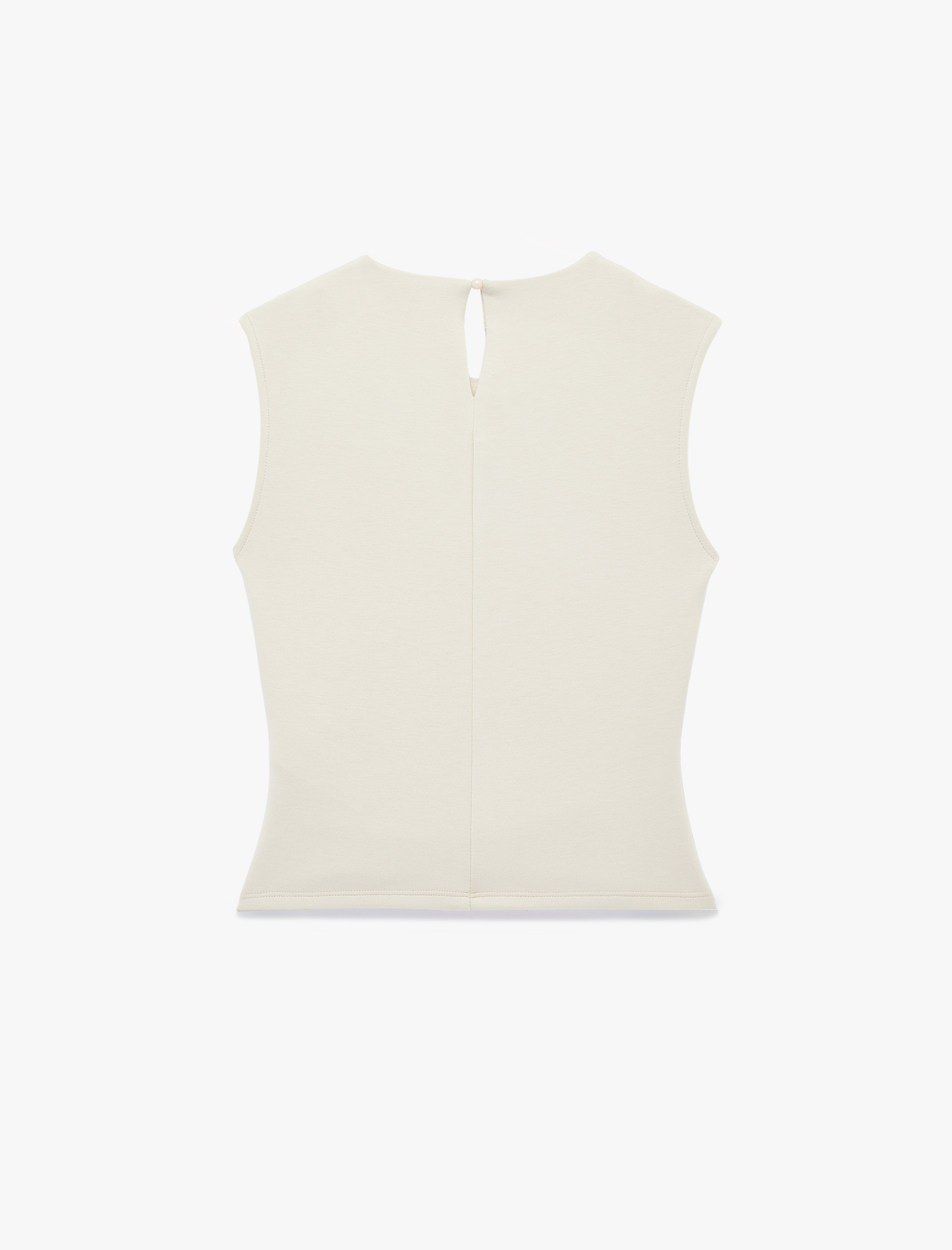   Scuba Kumaş Drape Detaylı Kolsuz Bisiklet Yaka Bluz