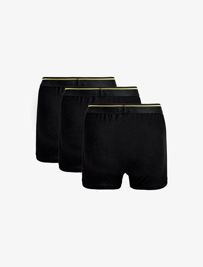  Regular Fit Şerit Detaylı Basic Pamuklu 3'lü Boxer Seti