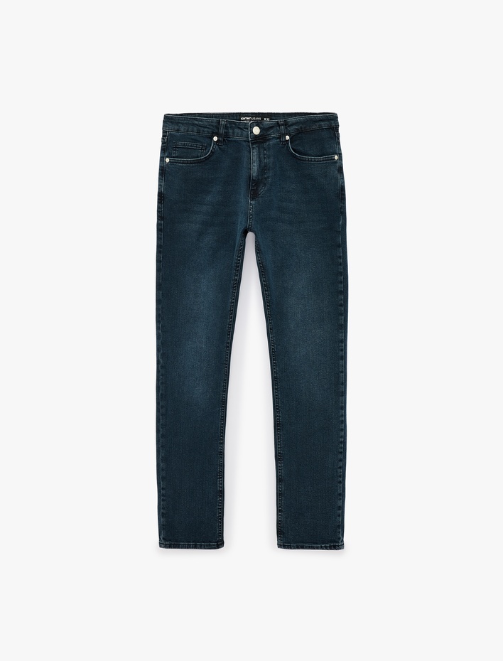  Pamuklu Normal Bel Cepli Slim Fit Jean Pantolon - Brad Jean
