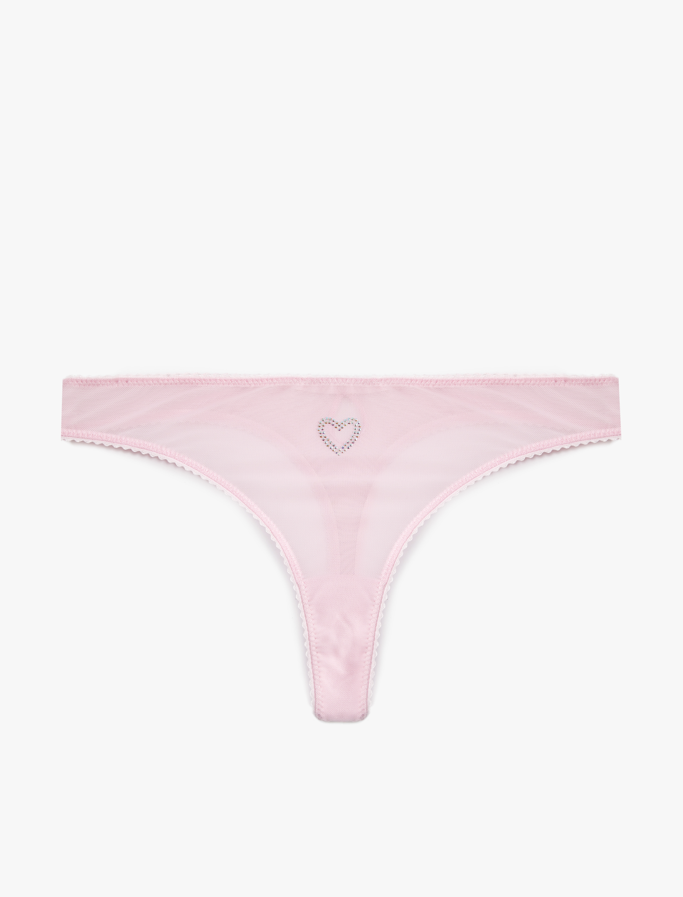   Kalpli Taş Detaylı Tül String Külot