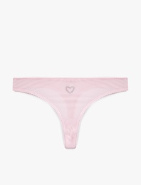 Kalpli Taş Detaylı Tül String Külot