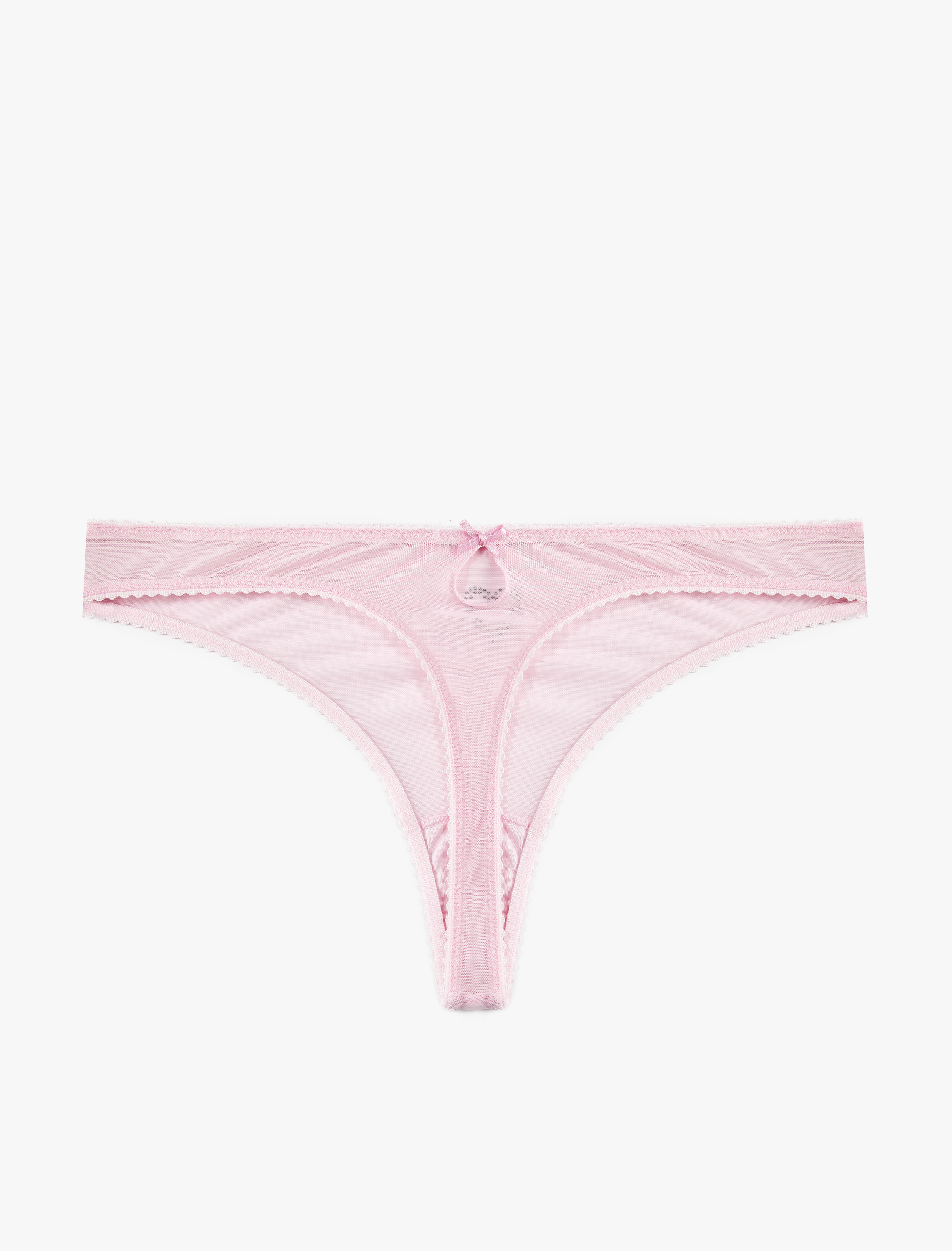   Kalpli Taş Detaylı Tül String Külot