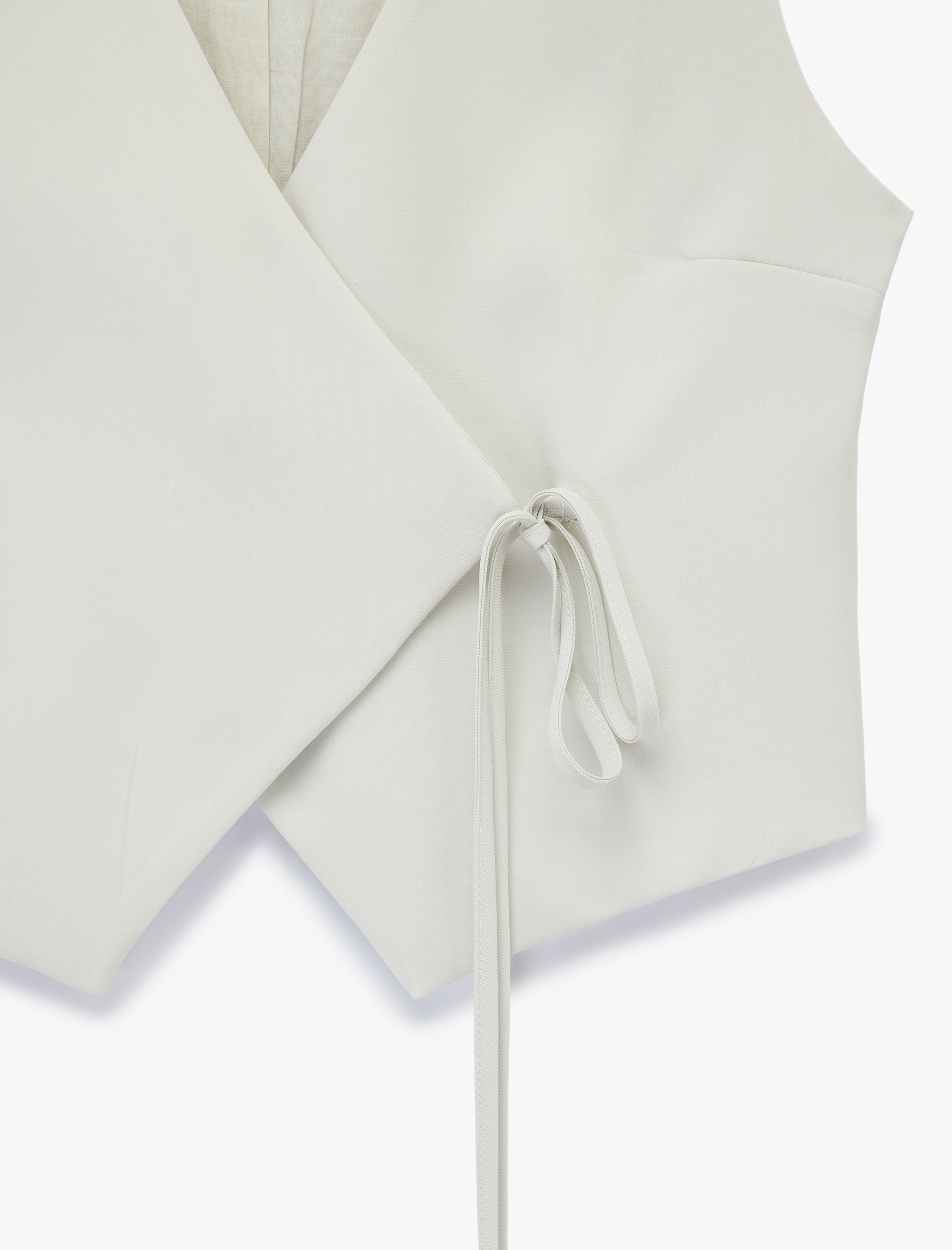   Viskon Kumaş Slim Fit Bağlama Detaylı Asimetrik Kruvaze Yelek