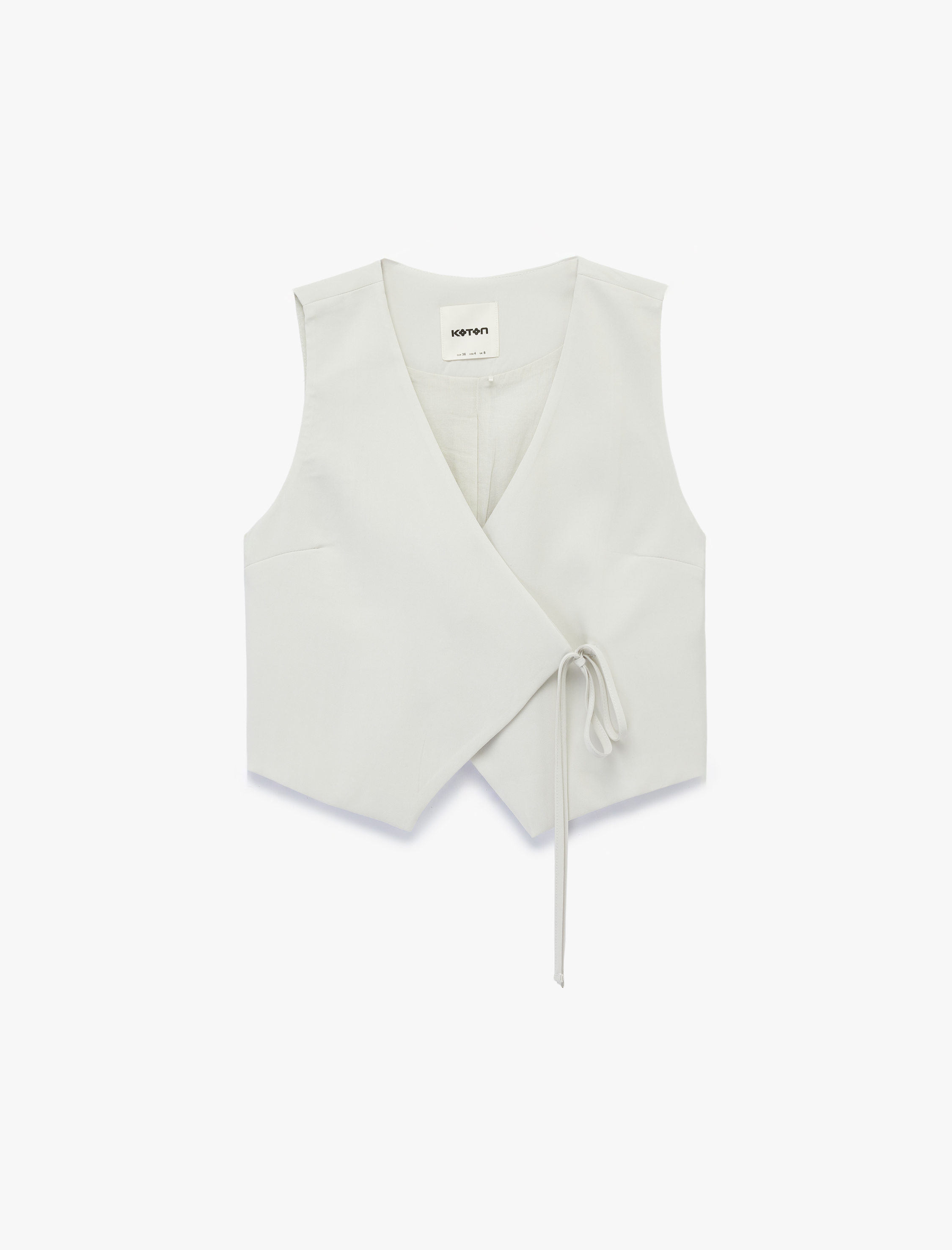   Viskon Kumaş Slim Fit Bağlama Detaylı Asimetrik Kruvaze Yelek