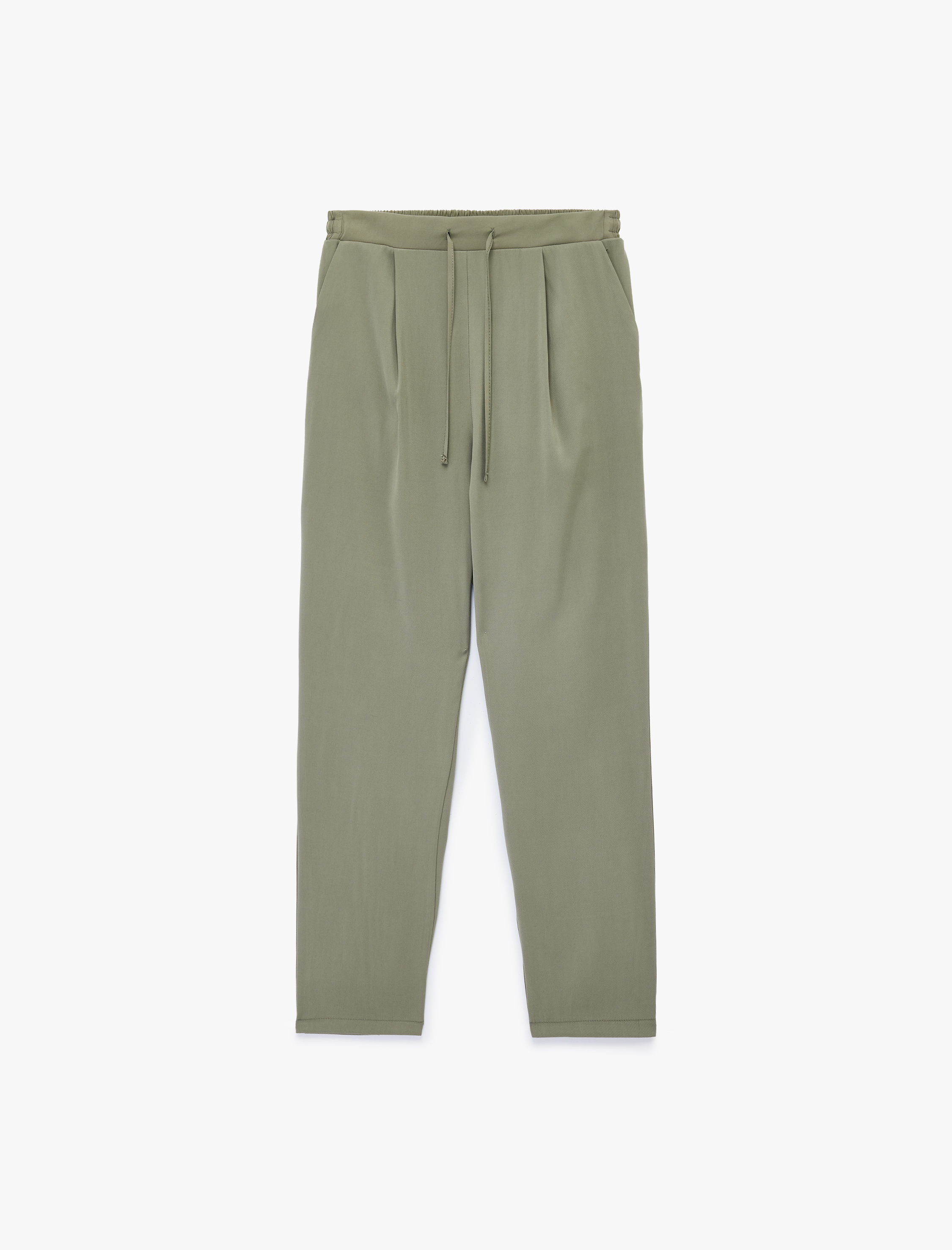   Rahat Kalıp Fiyonklu Bağcıklı Yüksek Bel Viskon Jogger Pantolon