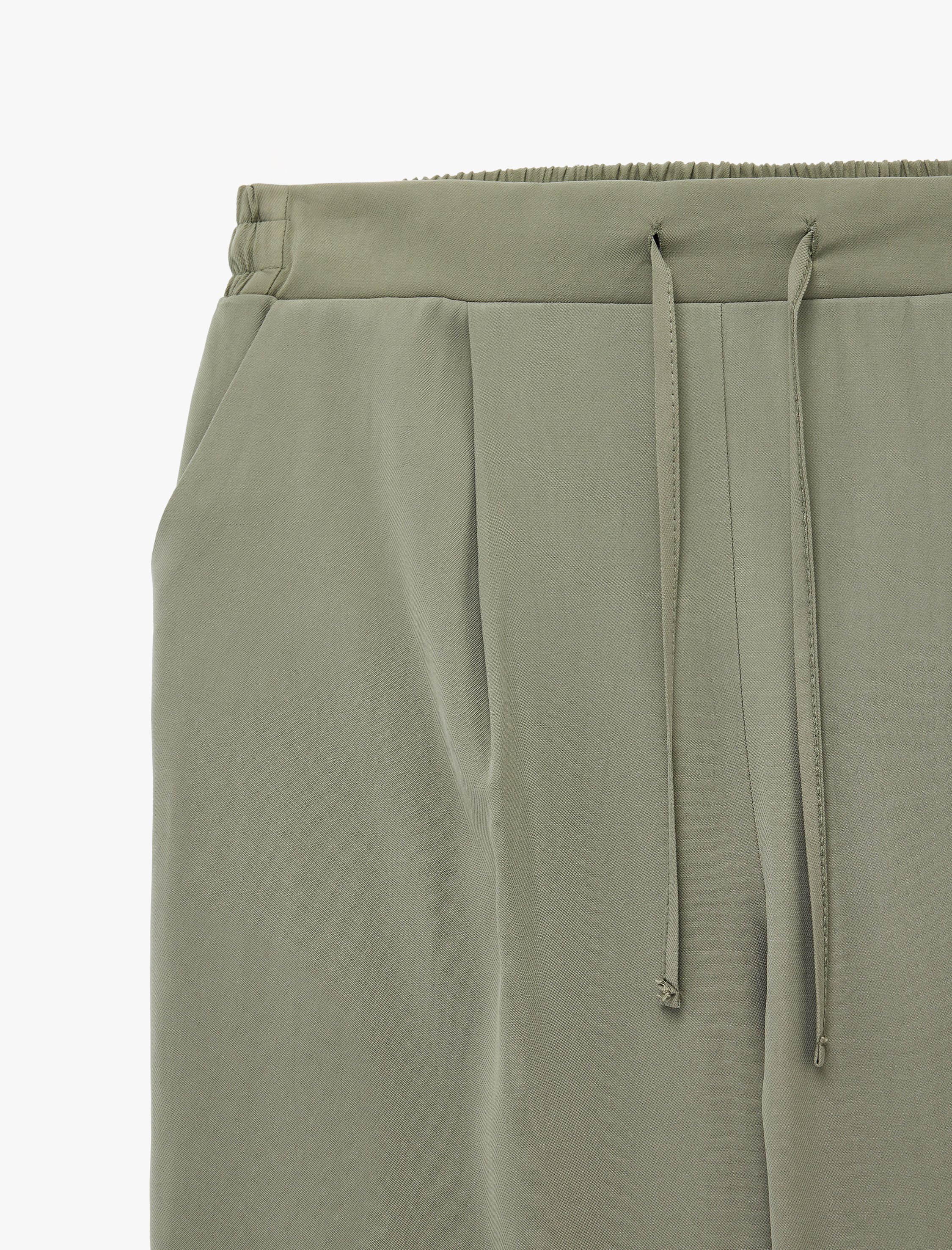   Rahat Kalıp Fiyonklu Bağcıklı Yüksek Bel Viskon Jogger Pantolon