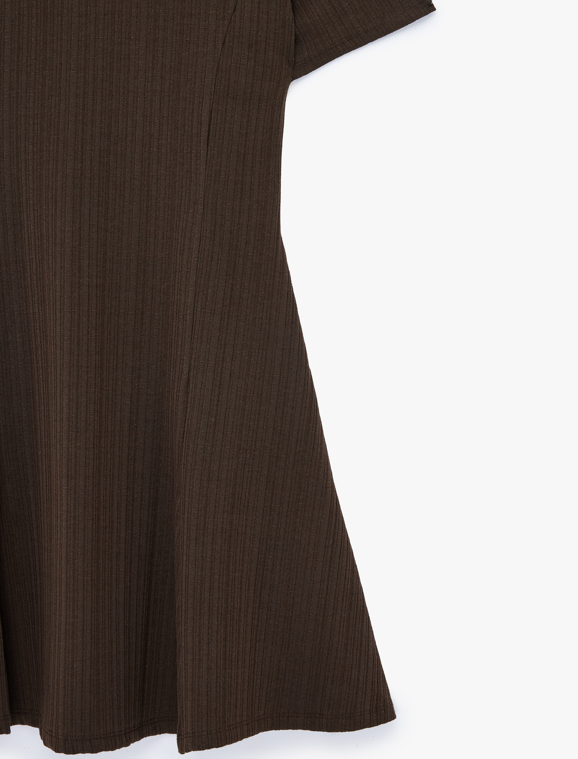   Kısa Kollu Bisiklet Yaka Mini Kloş Elbise