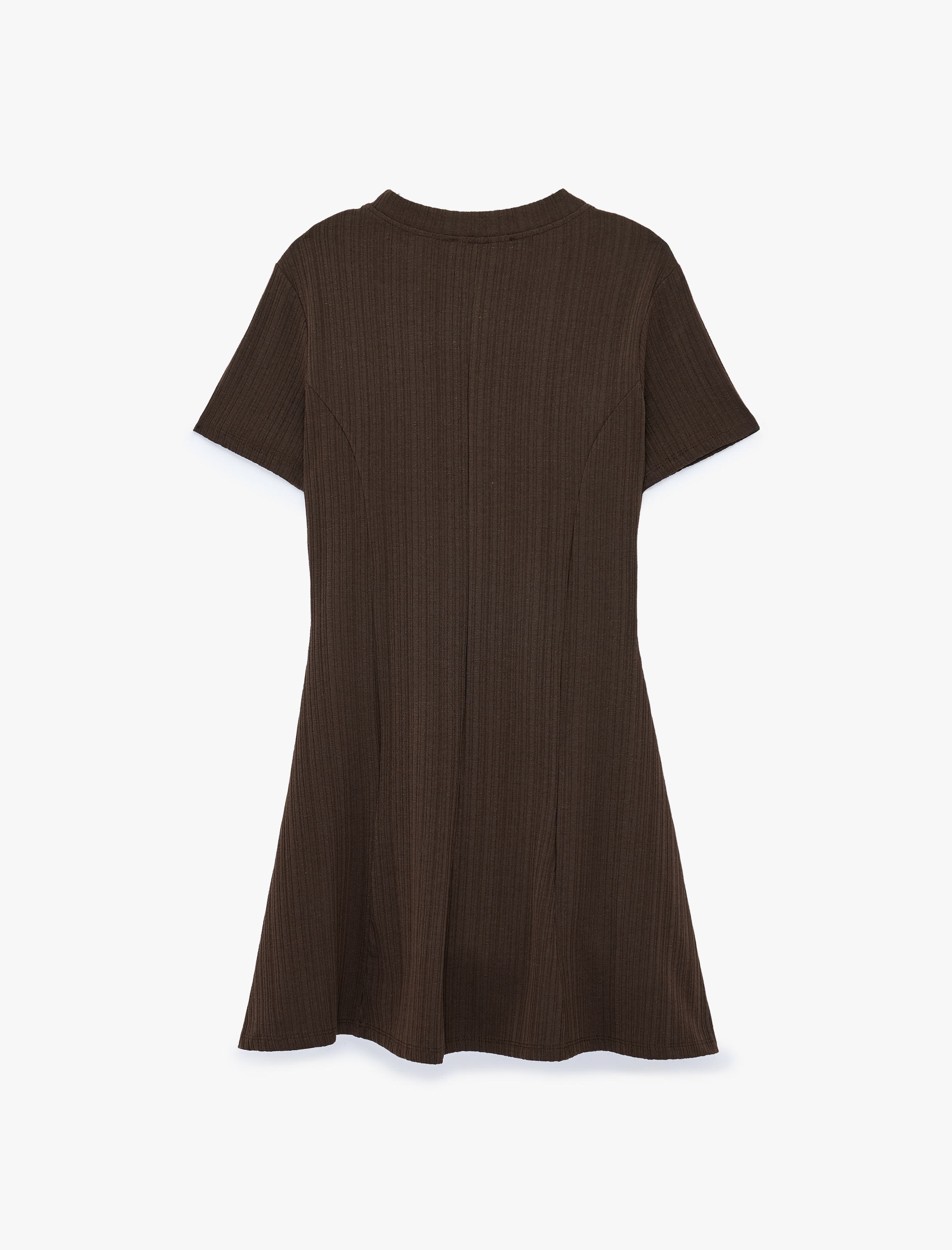   Kısa Kollu Bisiklet Yaka Mini Kloş Elbise