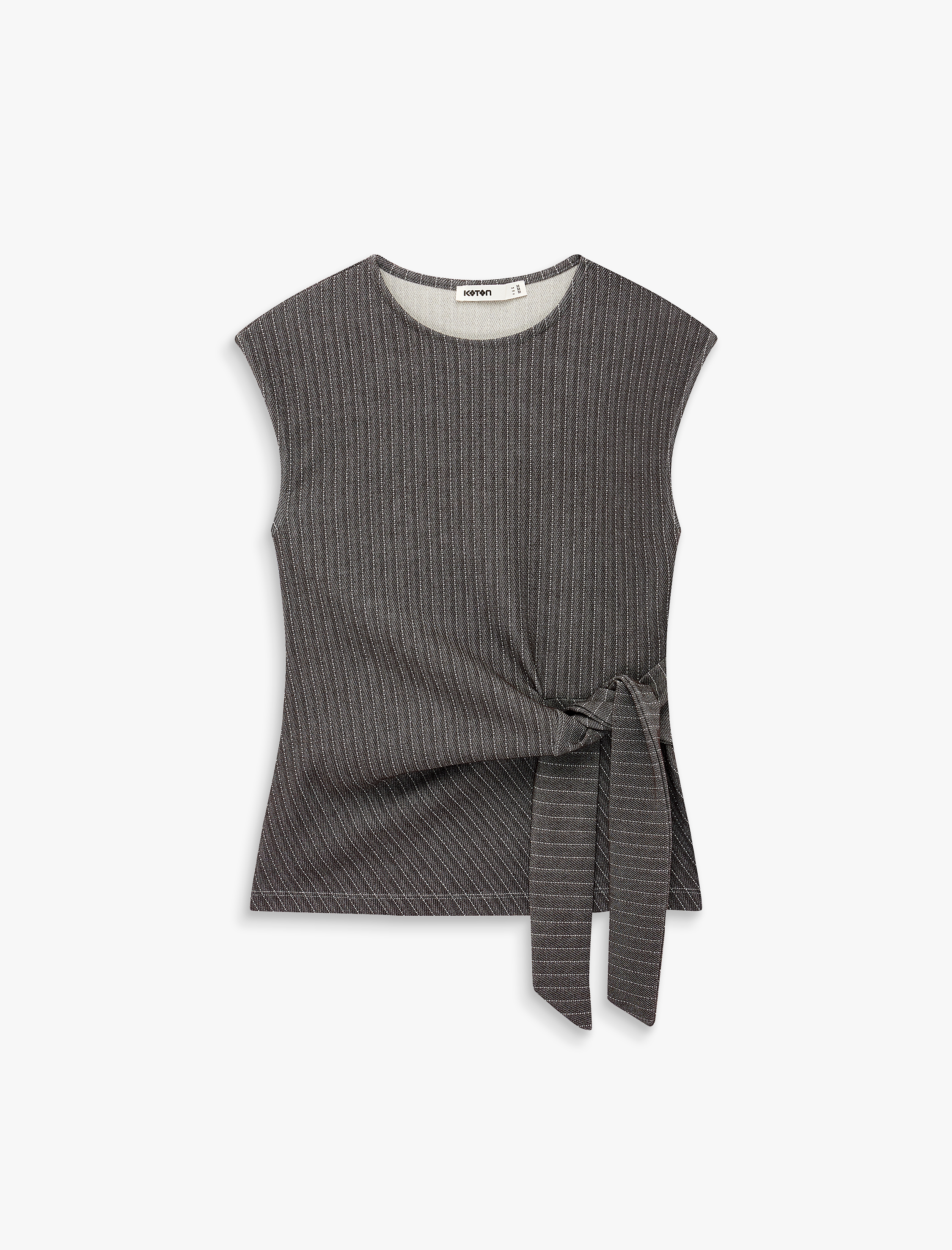   Bağlama Detaylı Çizgili Kolsuz Bluz